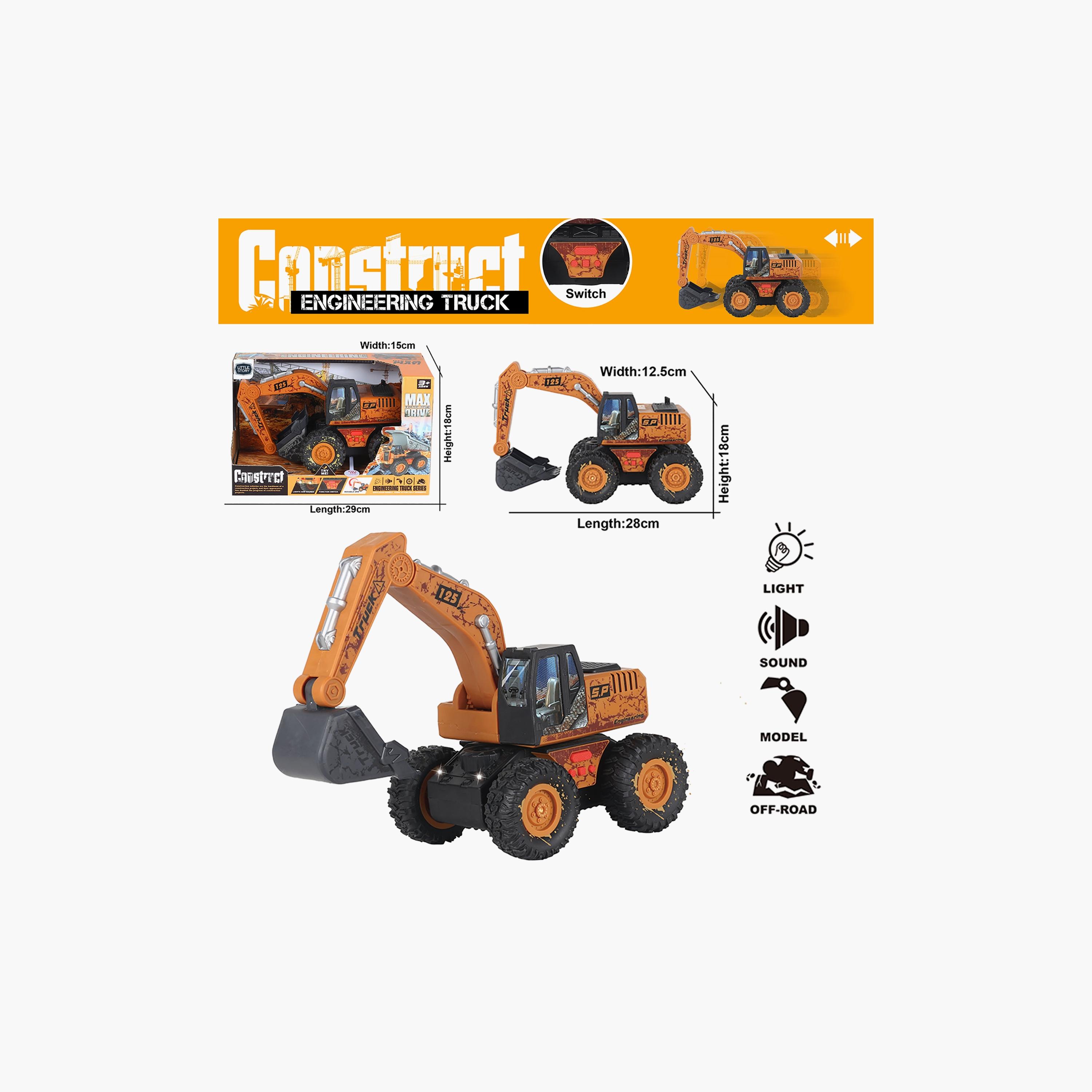 Little Story Simulation Inertial Engineering Excavator Toy Vehicle With Light And Sound, Yellow-toys-playvehicles-utilityvehicles-image-3