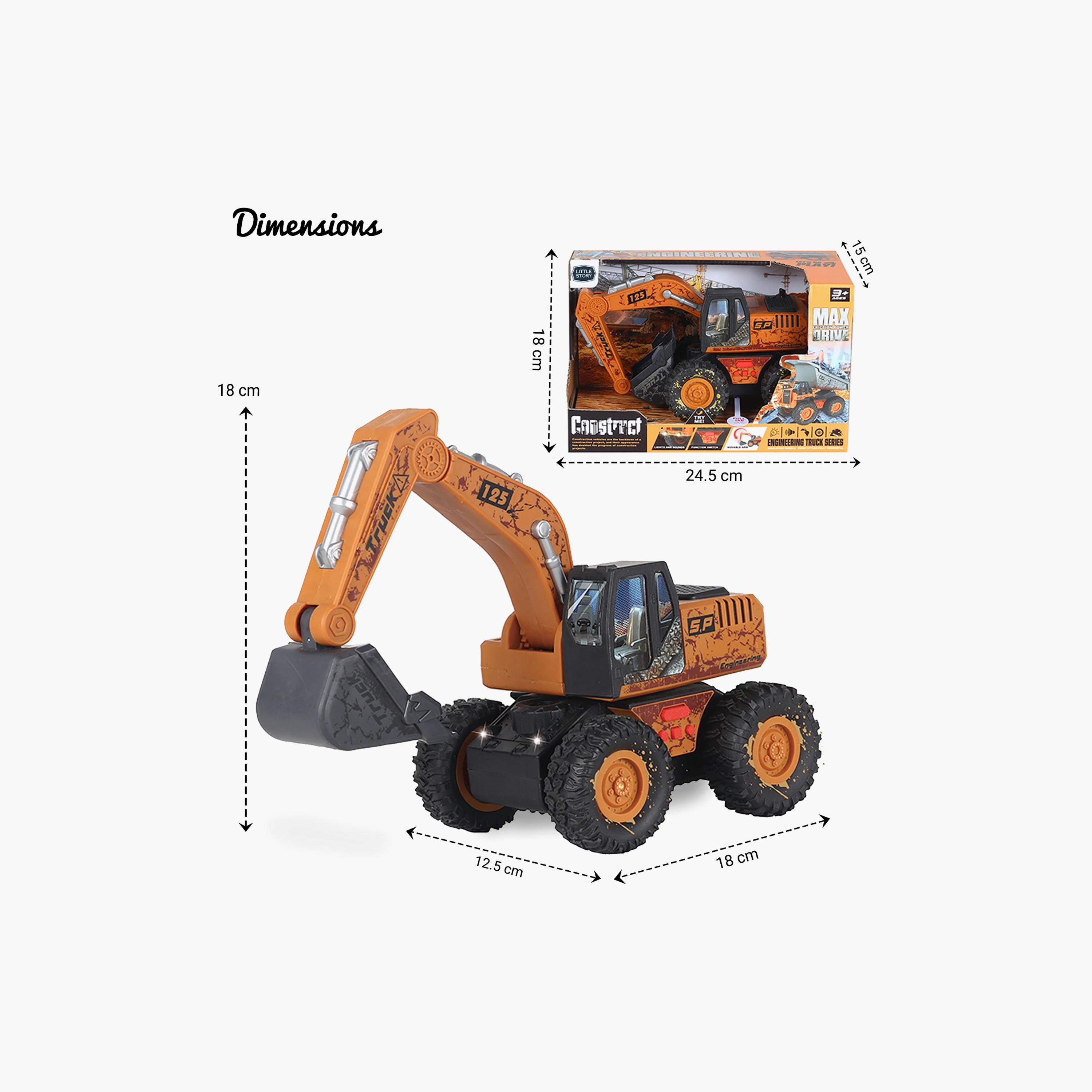 Little Story Simulation Inertial Engineering Excavator Toy Vehicle With Light And Sound, Yellow-toys-playvehicles-utilityvehicles-image-5