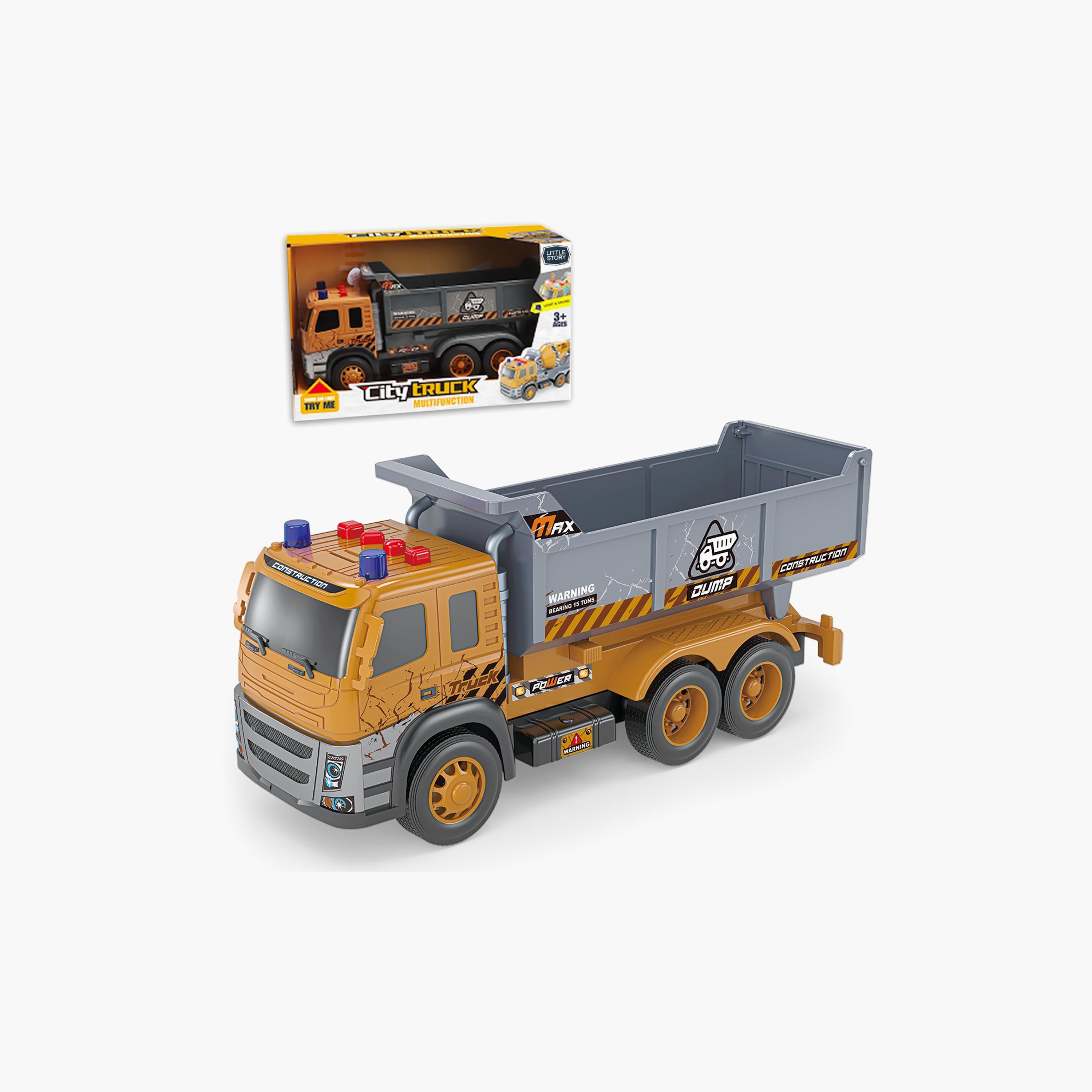 Little Story Simulation Inertial Engineering Dumping Truck Toy Vehicle With Light And Sound, Yellow-toys-playvehicles-utilityvehicles-image-1