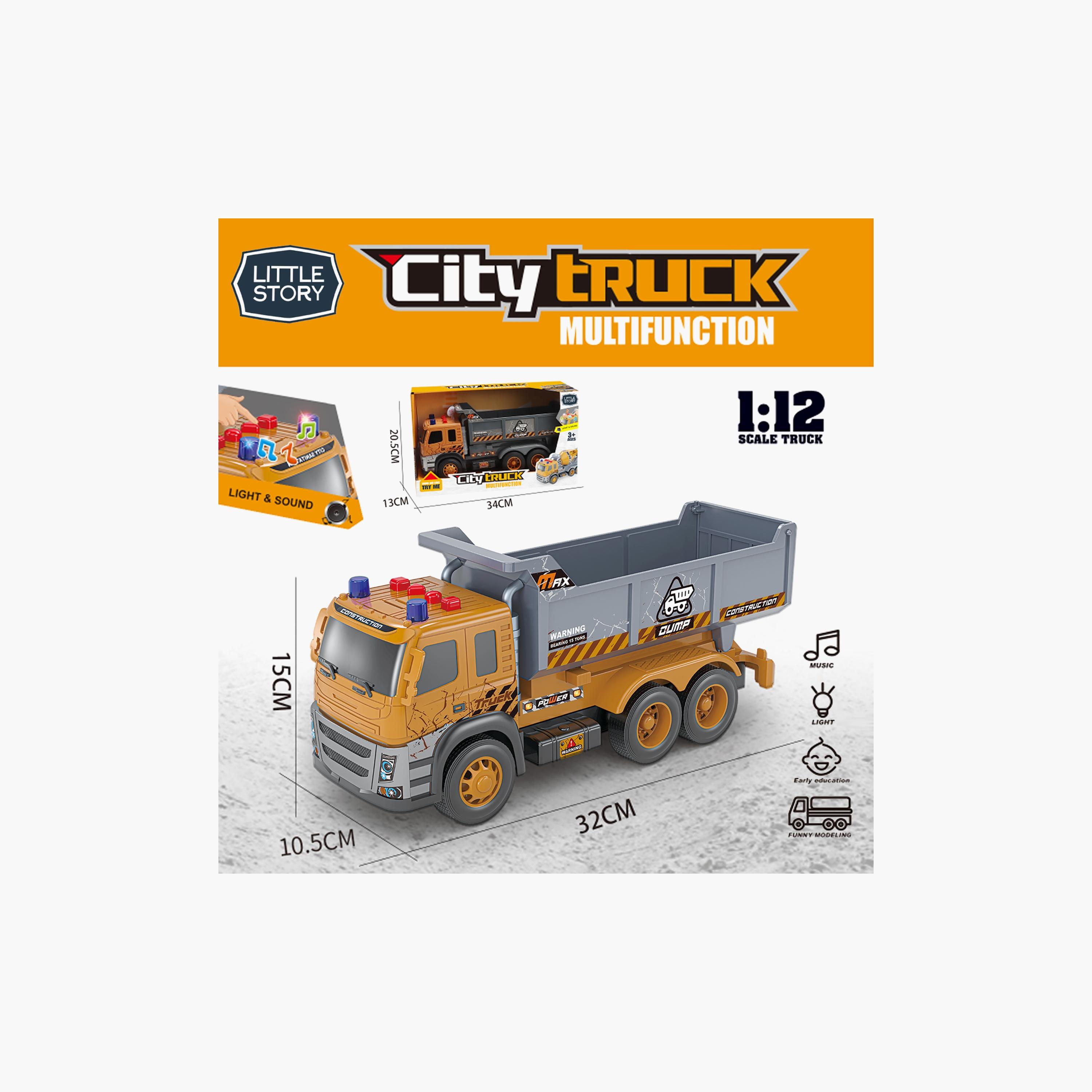 Little Story Simulation Inertial Engineering Dumping Truck Toy Vehicle With Light And Sound, Yellow-toys-playvehicles-utilityvehicles-image-2