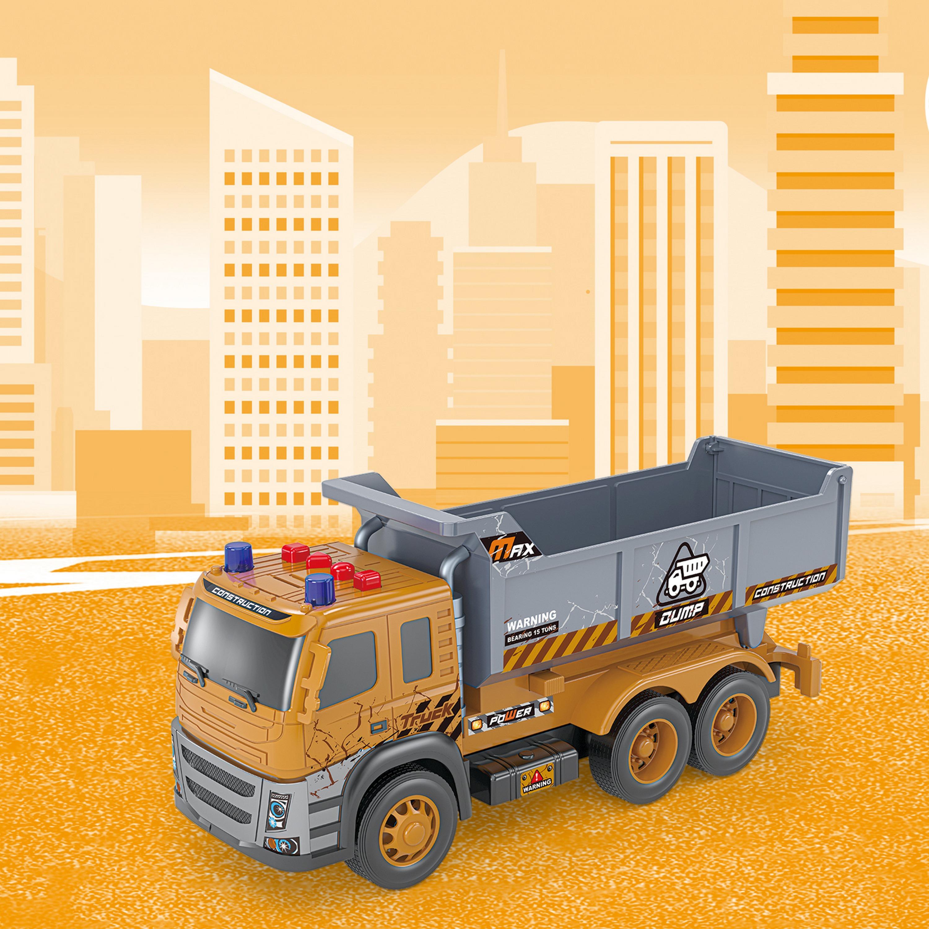 Little Story Simulation Inertial Engineering Dumping Truck Toy Vehicle With Light And Sound, Yellow-toys-playvehicles-utilityvehicles-image-4