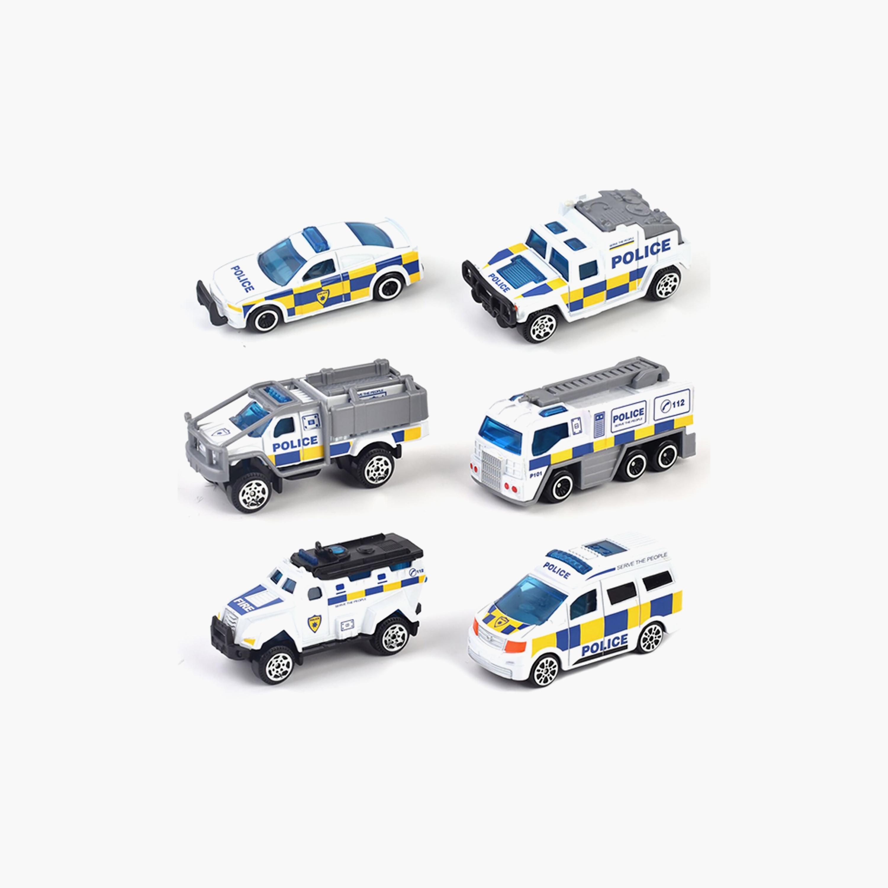 لعبة سيارة الشرطة سبيكة زحلقة 6-قطعة من ليتل ستوري، أبيض-toys-playvehicles-cars-image-1