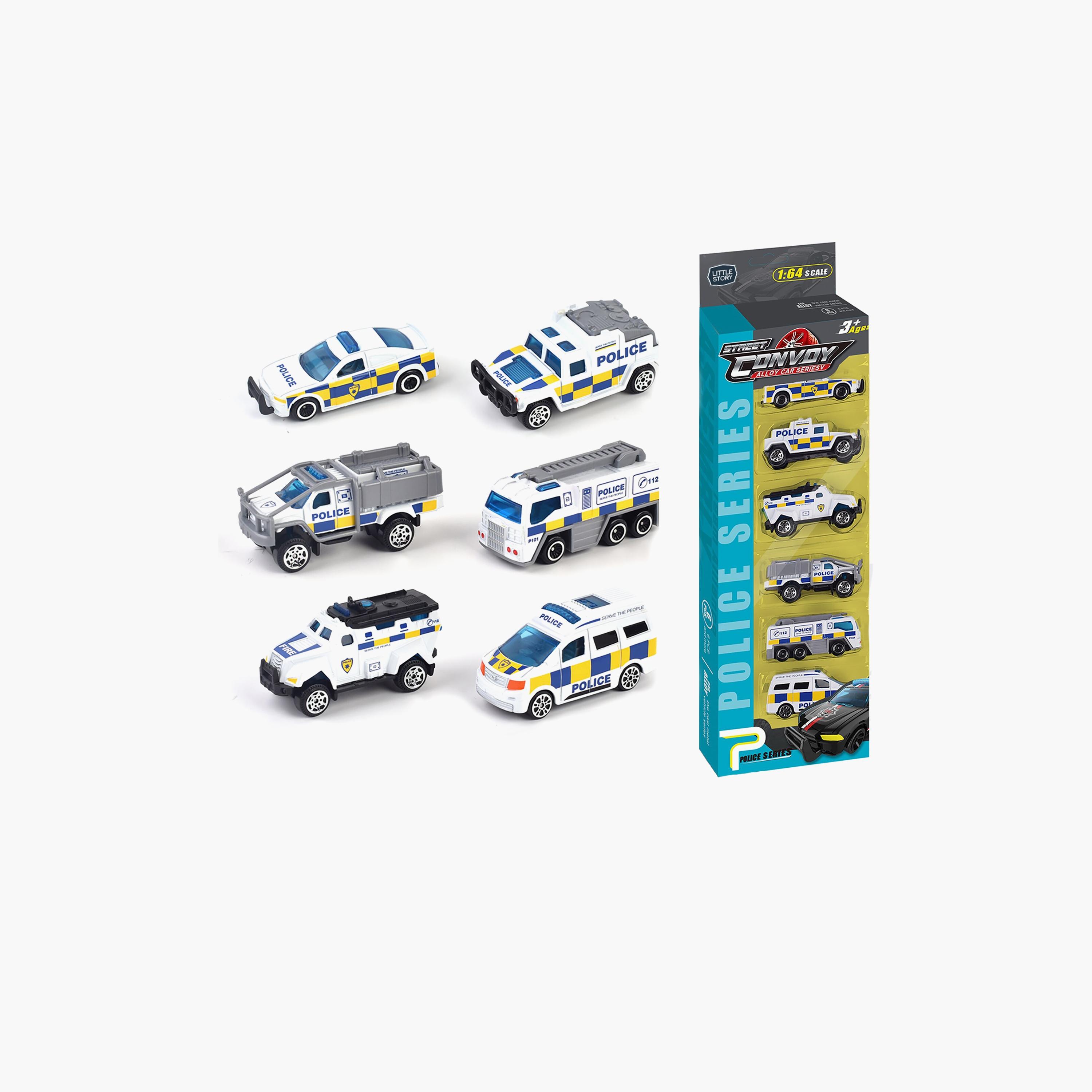 لعبة سيارة الشرطة سبيكة زحلقة 6-قطعة من ليتل ستوري، أبيض-toys-playvehicles-cars-image-2