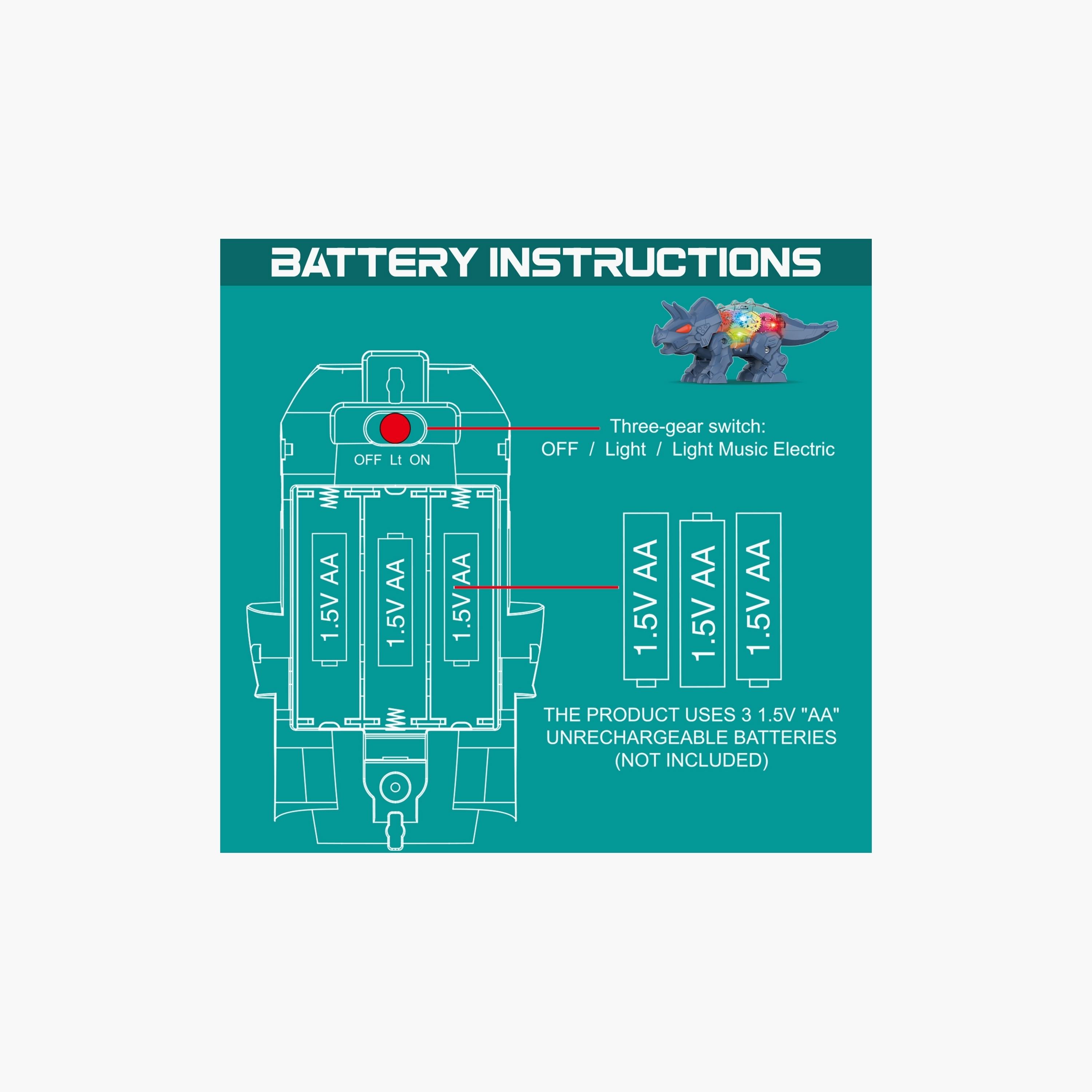 Little Story Electric Diy Gear Dinosaur With Light And Sound, Blue-toys-playfigures-actionplaysets-image-3