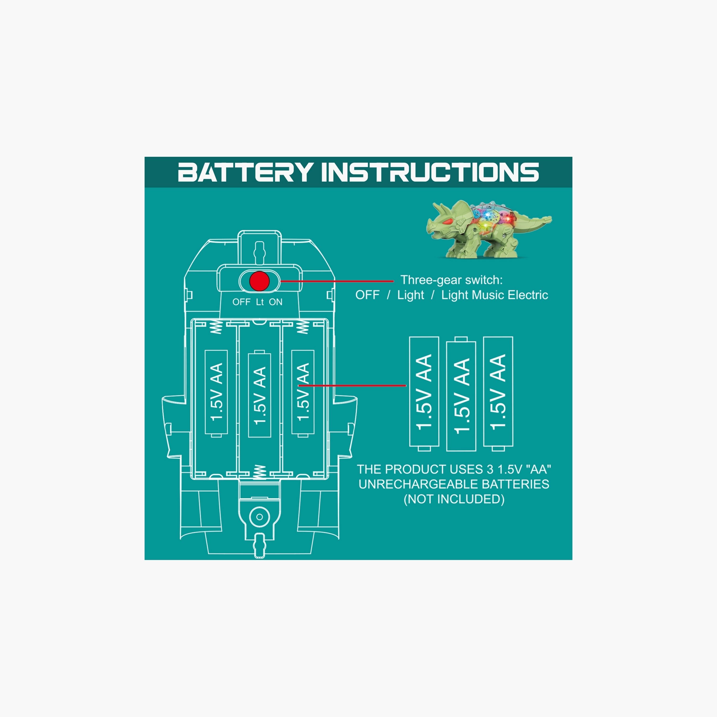 Little Story Electric Diy Gear Dinosaur With Light And Sound, Green-toys-babyandtoddlertoys-learningtoys-image-3