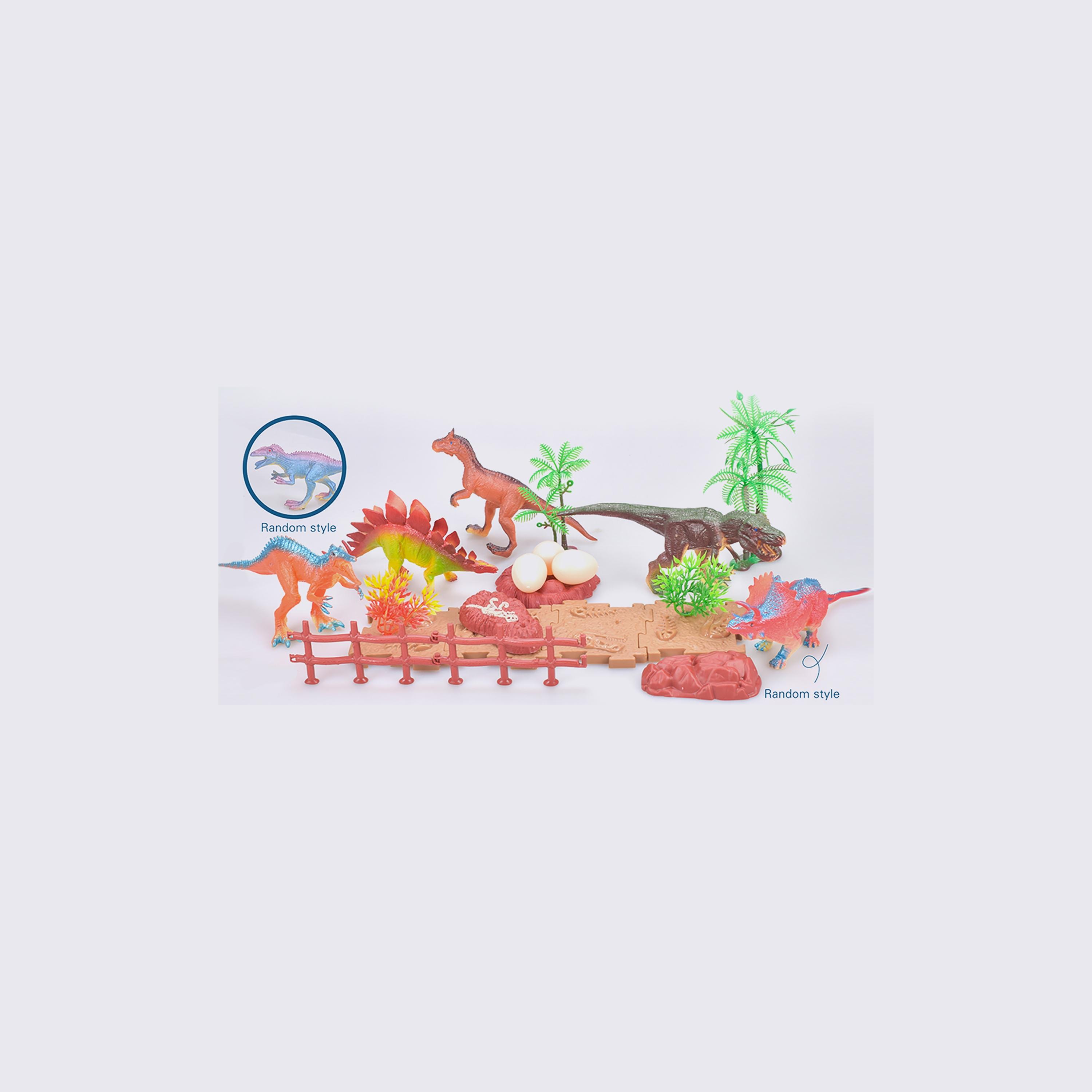 Little Story 21-Piece Dinosaur World Bucket Set With 5-Piece Dinosaur, 3-Piece Egg, And Scene Accessories And 1 Basket, Multicolour-toys-playfigures-actionplaysets-image-2