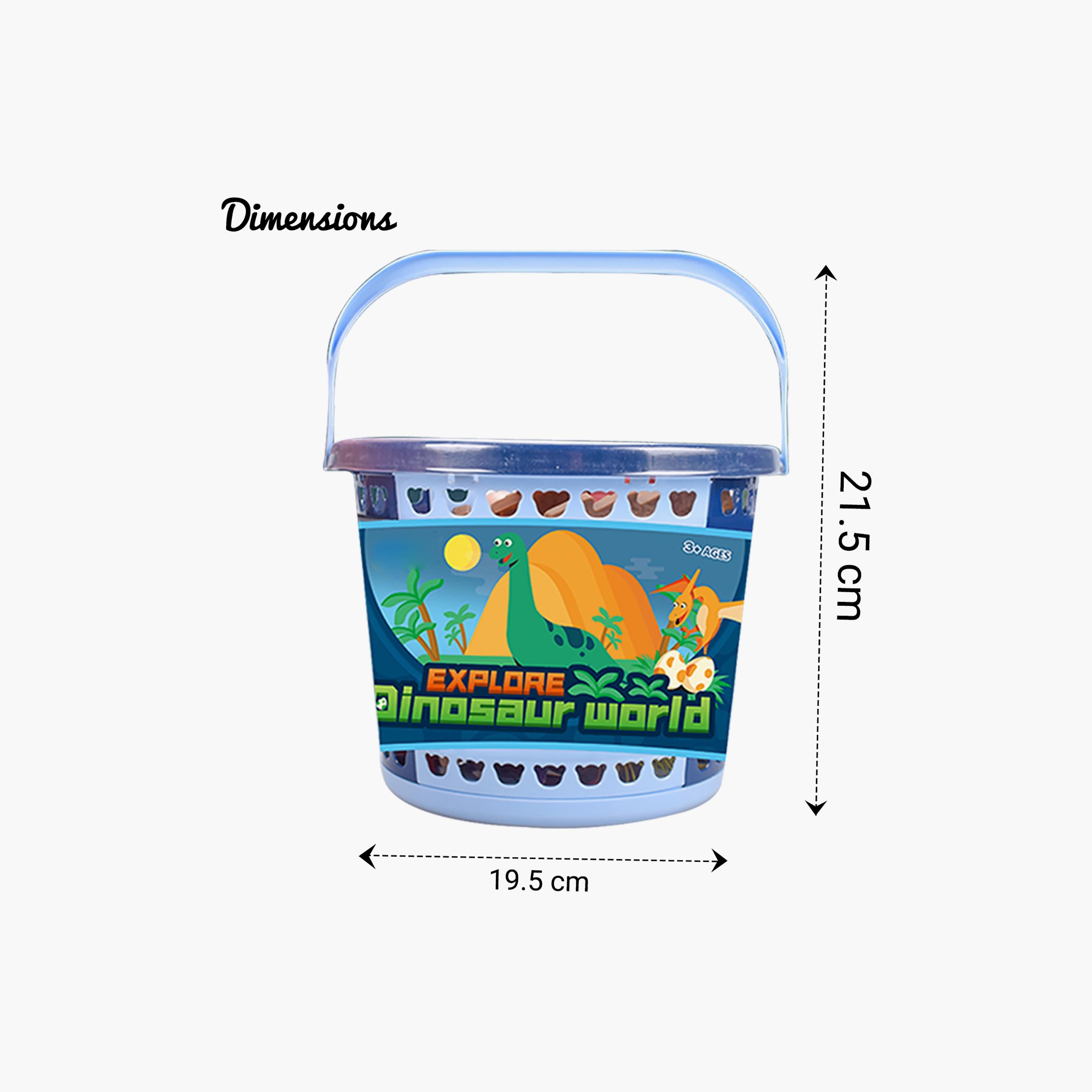 Little Story 21-Piece Dinosaur World Bucket Set With 5-Piece Dinosaur, 3-Piece Egg, And Scene Accessories And 1 Basket, Multicolour-toys-playfigures-actionplaysets-image-4