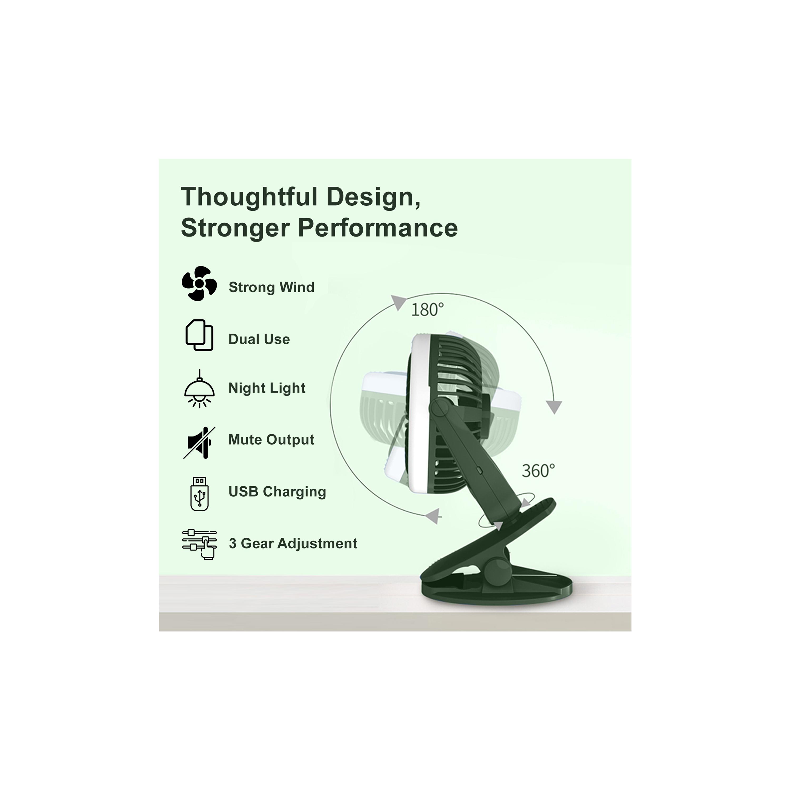 عربة أطفال من تيكنوم 2 في 1 مزودة بمروحة شحن يو إس بي مع إضاءة، أخضر-baby-gear-strollersandprams-accessories-image-8