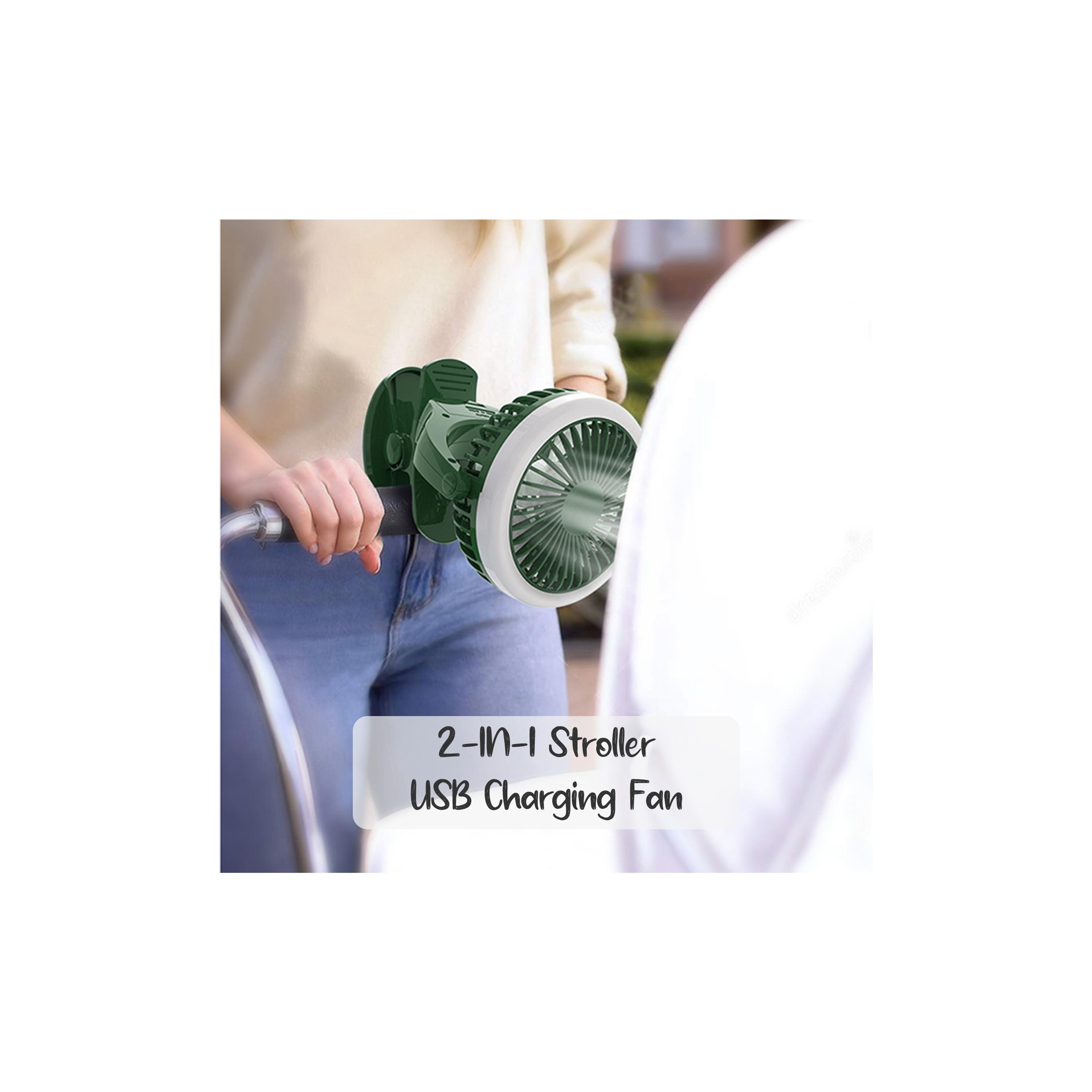 عربة أطفال من تيكنوم 2 في 1 مزودة بمروحة شحن يو إس بي مع إضاءة، أخضر-baby-gear-strollersandprams-accessories-image-4