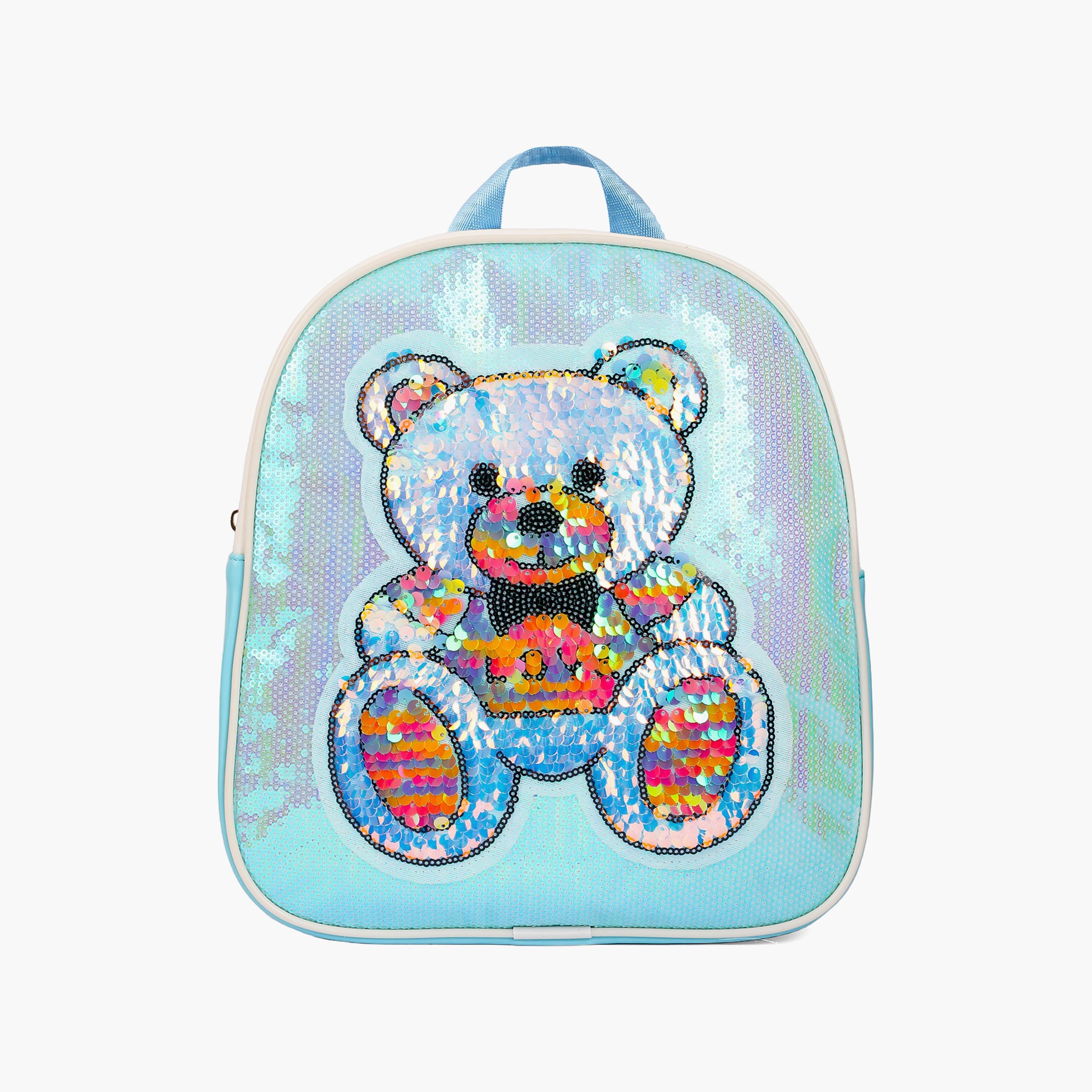حقيبة ظهر مدرسية مزينة بالترتر من إيزي كيدز، تيدي أخضر-school-bagsandbackpacks-backpacks-image-1