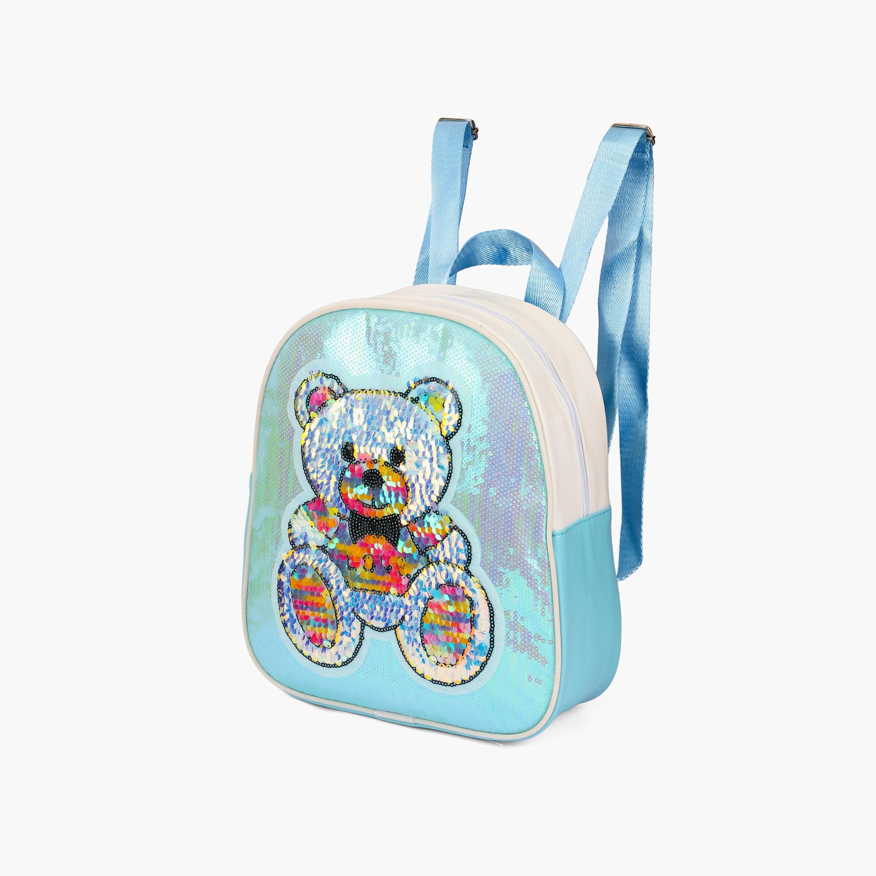 حقيبة ظهر مدرسية مزينة بالترتر من إيزي كيدز، تيدي أخضر-school-bagsandbackpacks-backpacks-image-3