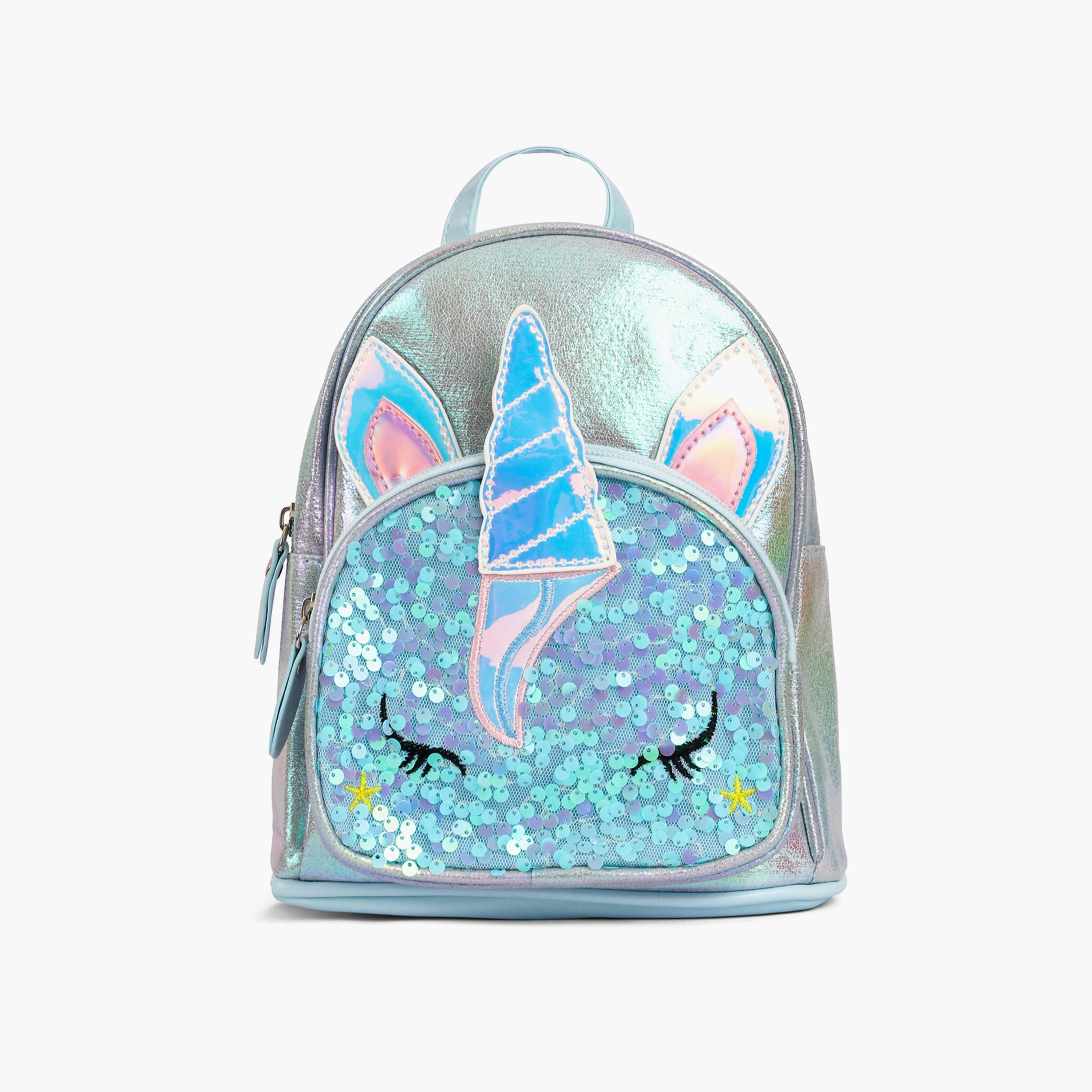 Eazy Kids Sequin School Backpack, Unicorn Green-school-bagsandbackpacks-backpacks-image-1