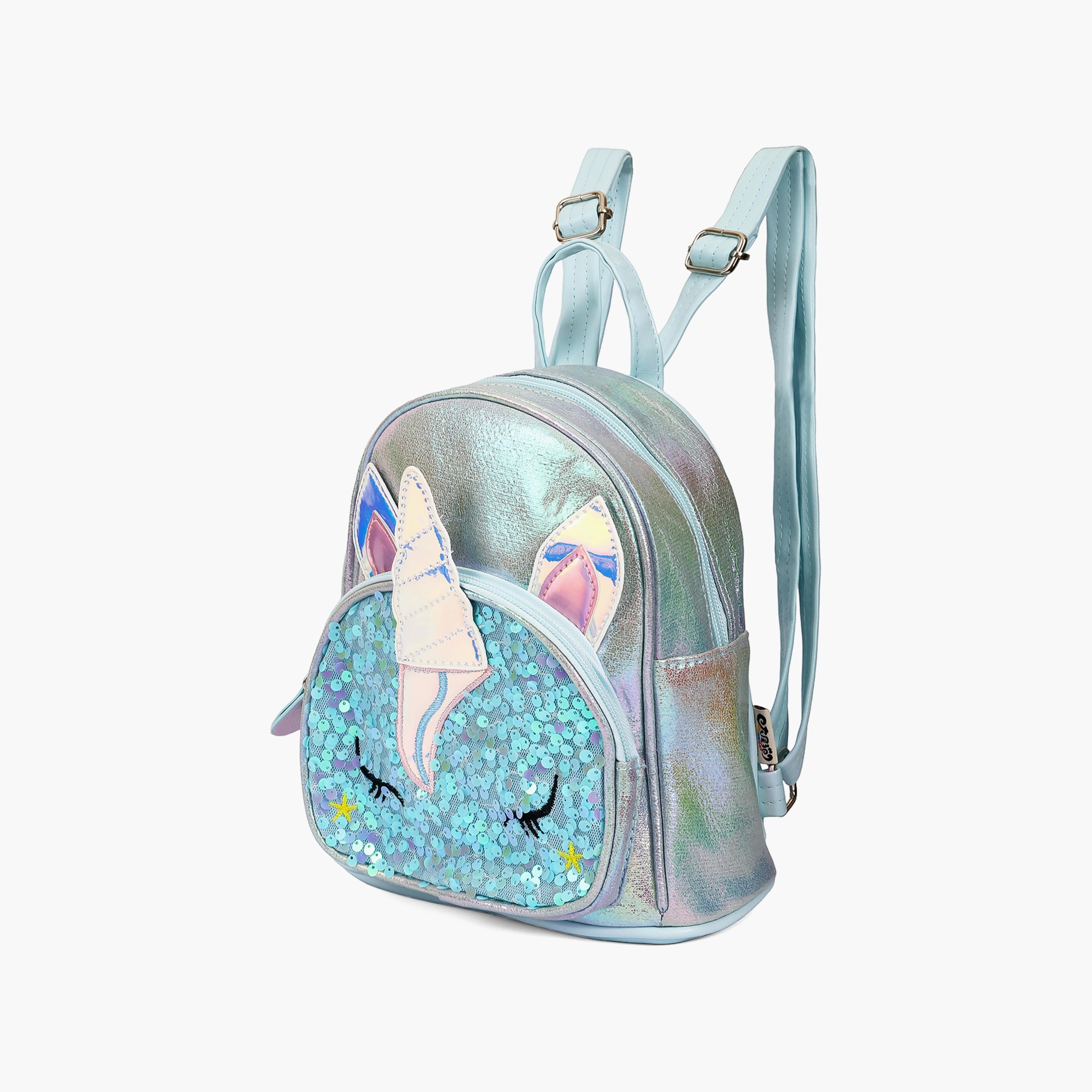 Eazy Kids Sequin School Backpack, Unicorn Green-school-bagsandbackpacks-backpacks-image-3