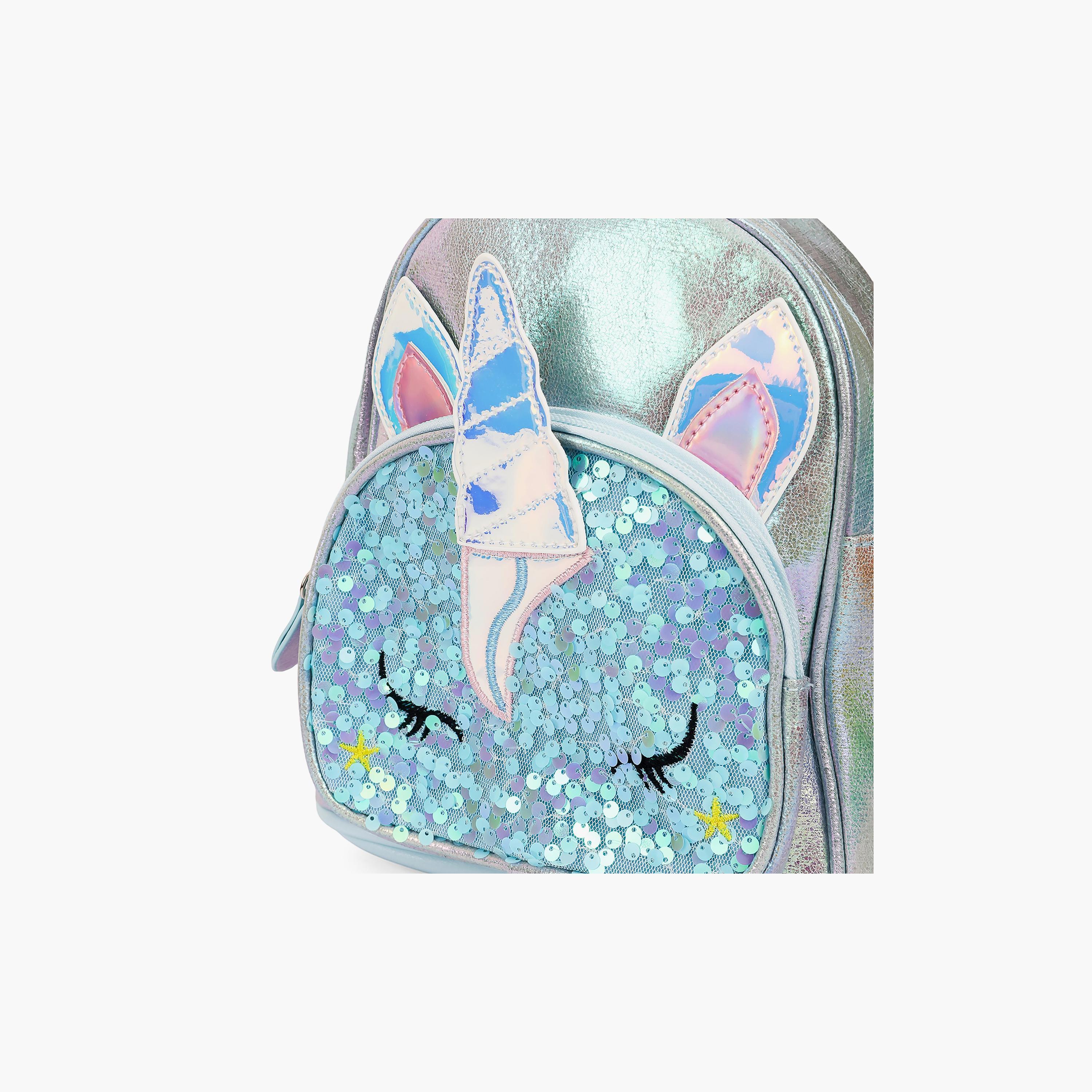Eazy Kids Sequin School Backpack, Unicorn Green-school-bagsandbackpacks-backpacks-image-4