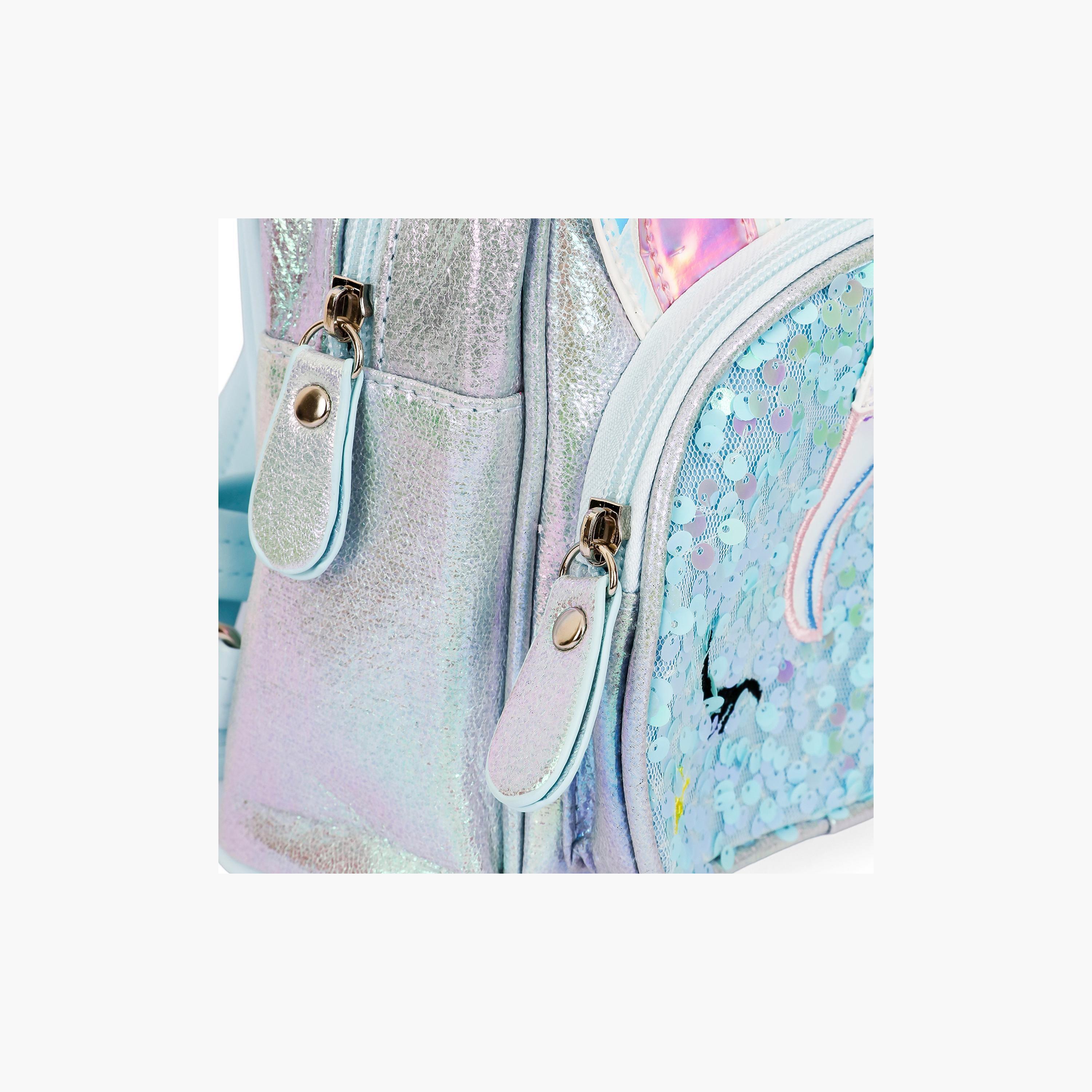 Eazy Kids Sequin School Backpack, Unicorn Green-school-bagsandbackpacks-backpacks-image-5