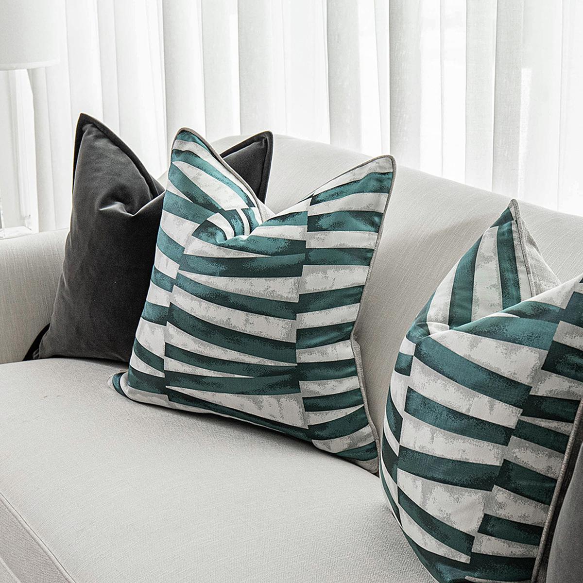 Teal and hot sale silver cushions