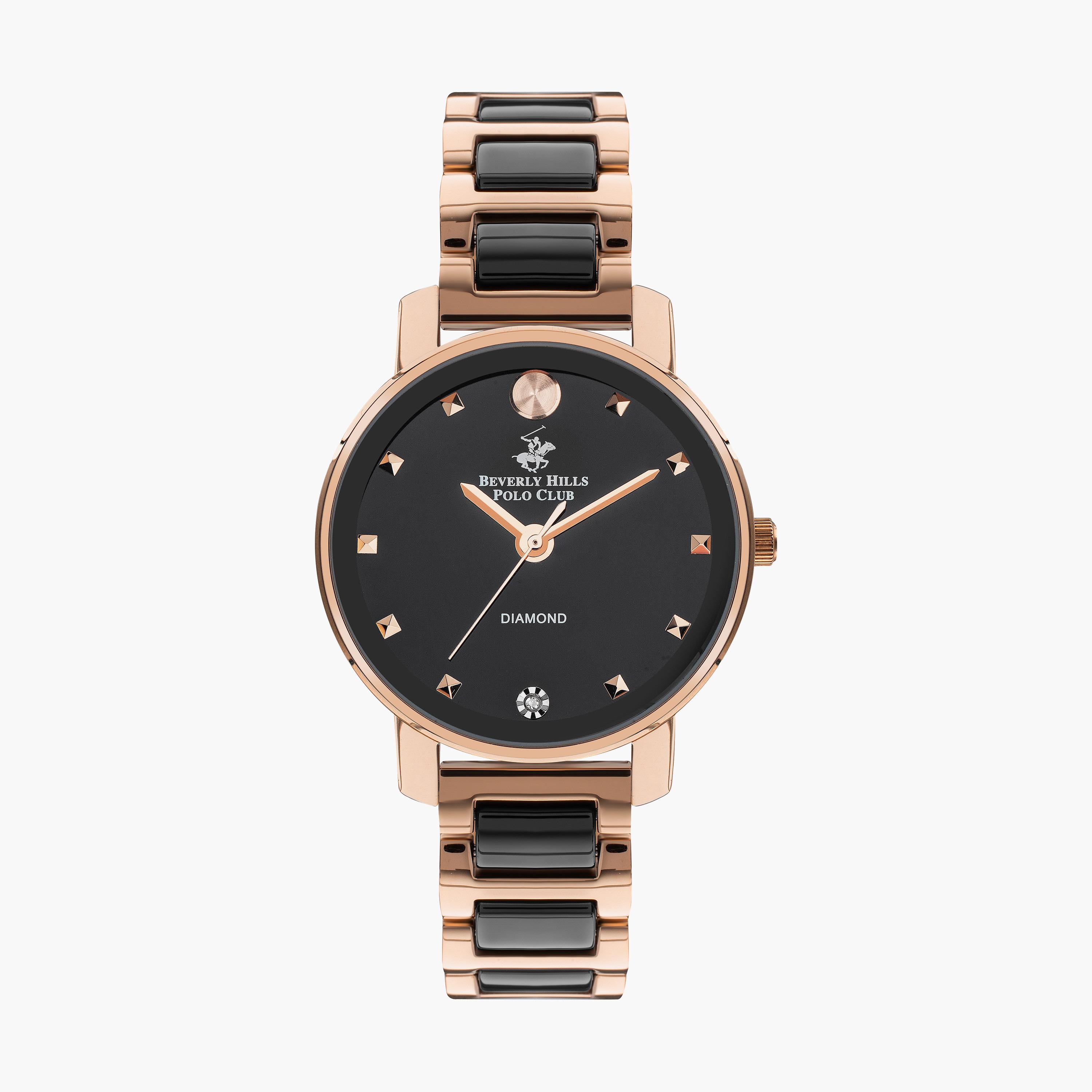 Beverly Hills Polo Club Women's Black & Rose Gold Analog Stainless Steel Strap Watch - BP3349X.450-women-watchesandjewellery-watches-image-1