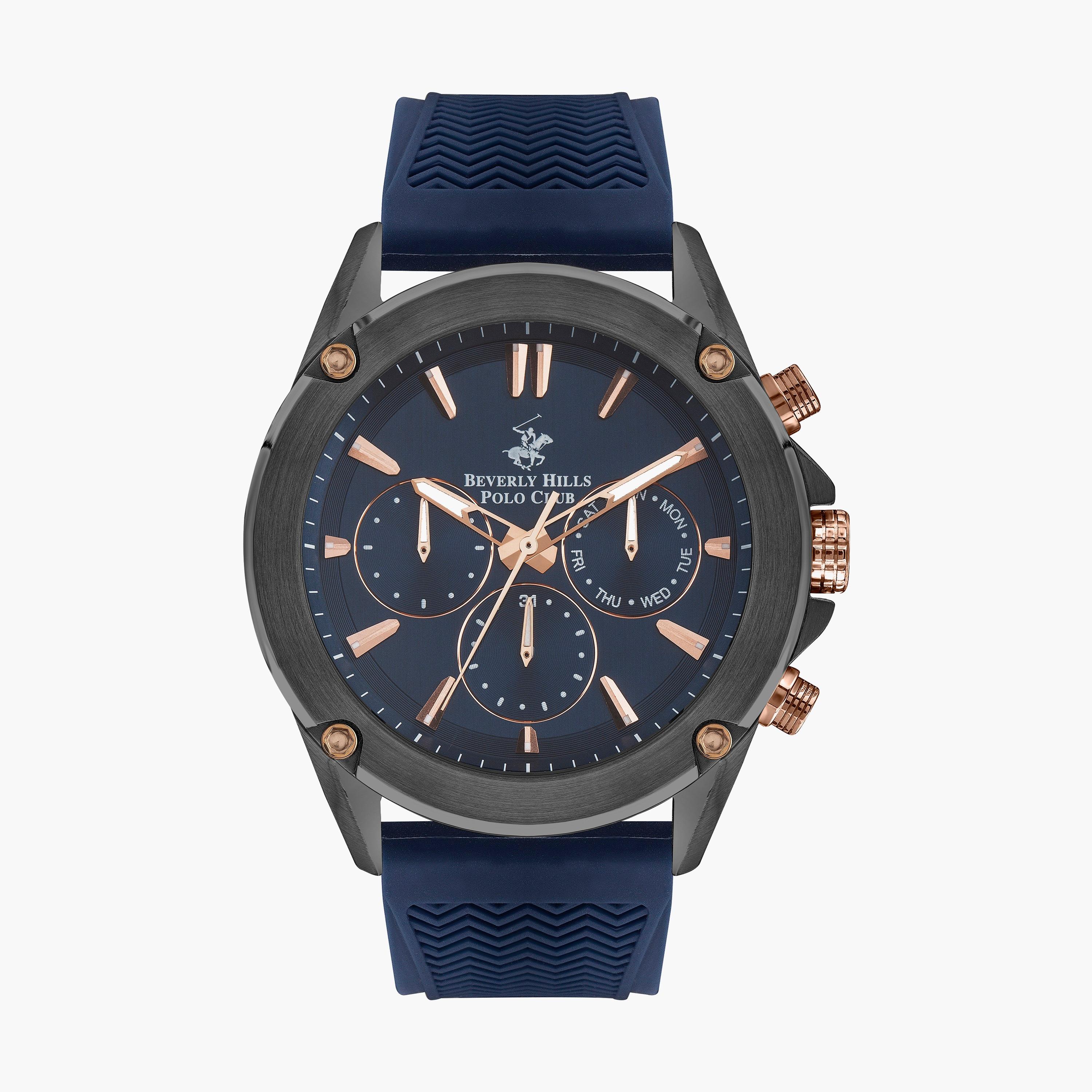 ساعة كرونوغراف من بيفرلي هيلز بولو كلوب بسوار سيليكون أزرق للرجال BP3324X.099-men-watchesandjewellery-watches-image-1