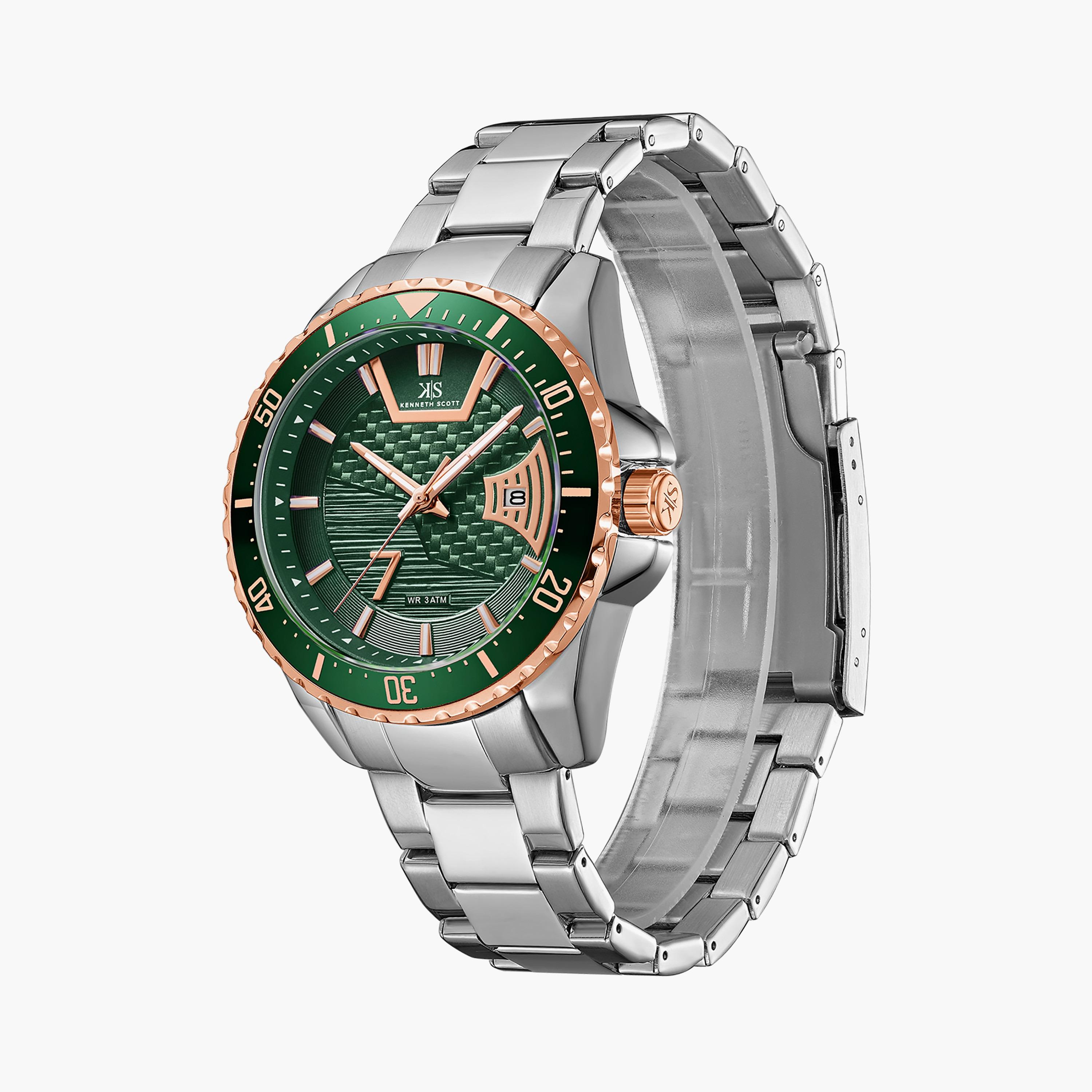ساعة أنالوج فضية بسوار ستانلس ستيل من كينيث سكوت للرجال K22040-SBSH-men-watchesandjewellery-watches-image-2