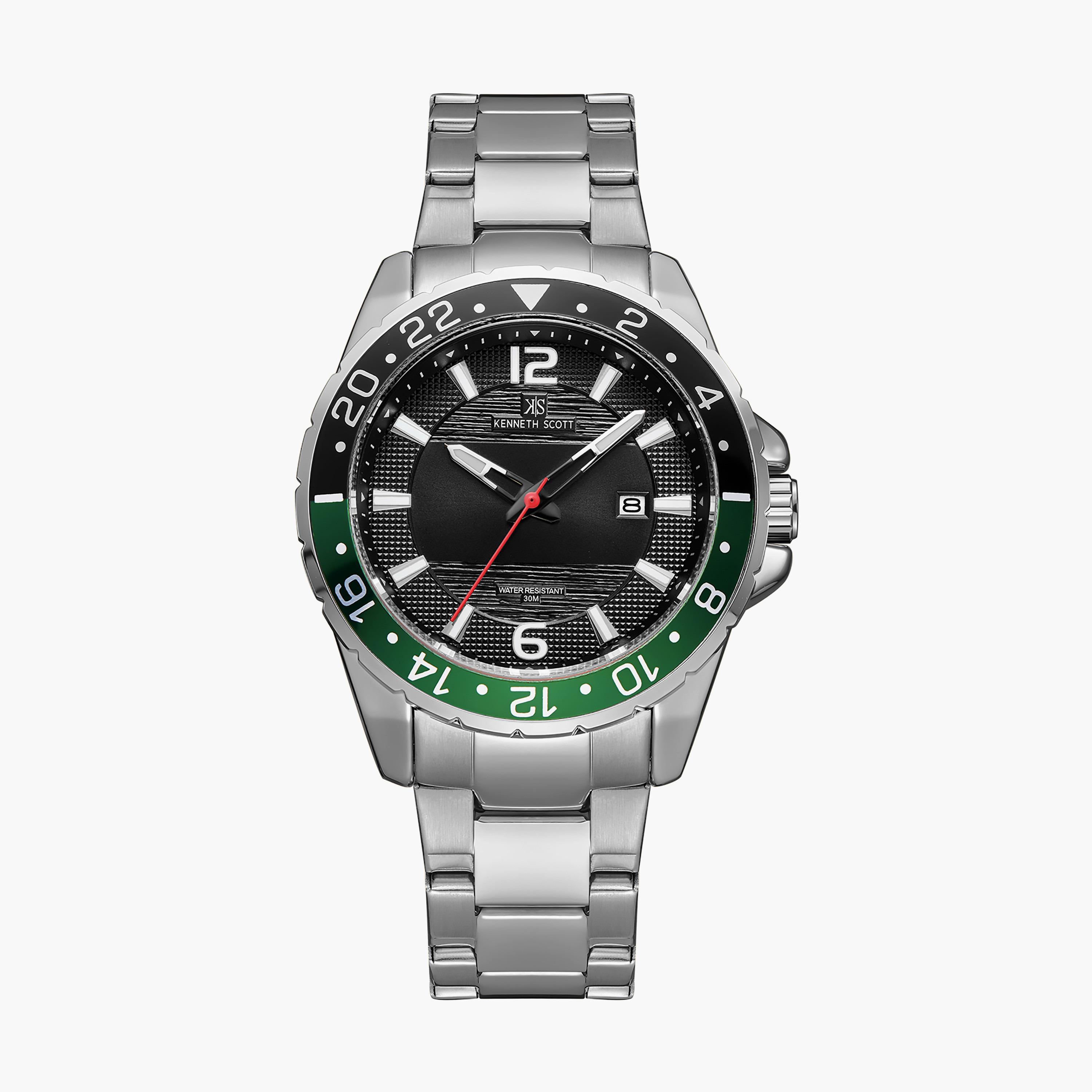 ساعة أنالوج فضية بسوار ستانلس ستيل من كينيث سكوت للرجال K22041-SBSBH-men-watchesandjewellery-watches-image-1