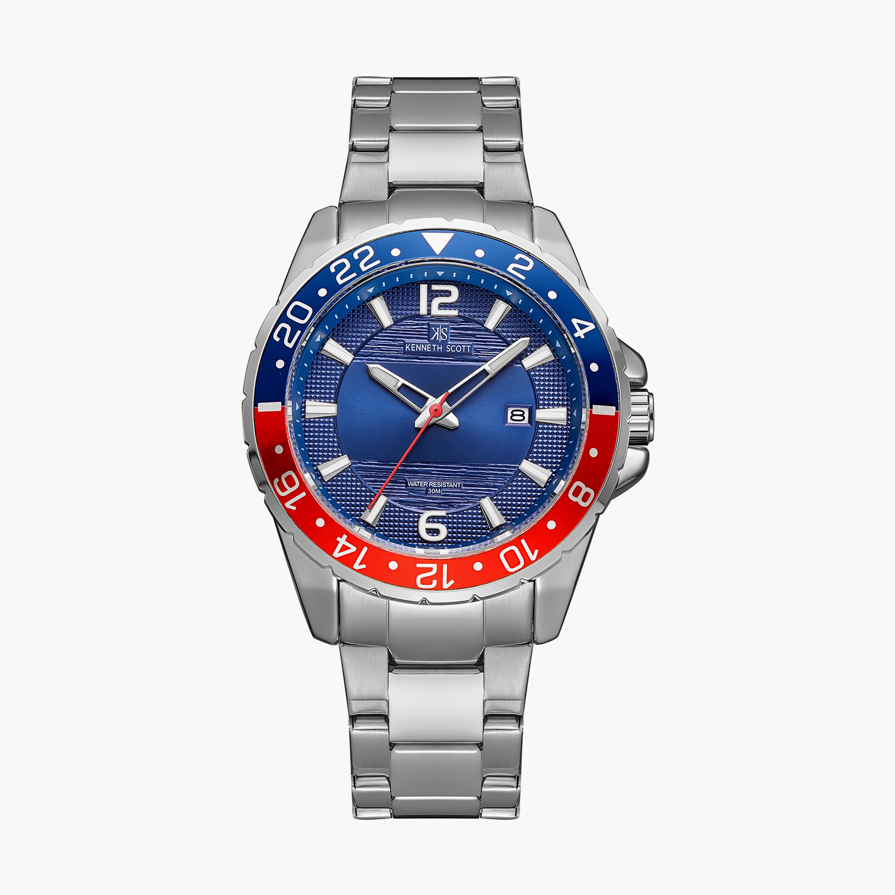 ساعة أنالوج فضية بسوار ستانلس ستيل من كينيث سكوت للرجال K22041-SBSN-men-watchesandjewellery-watches-image-1