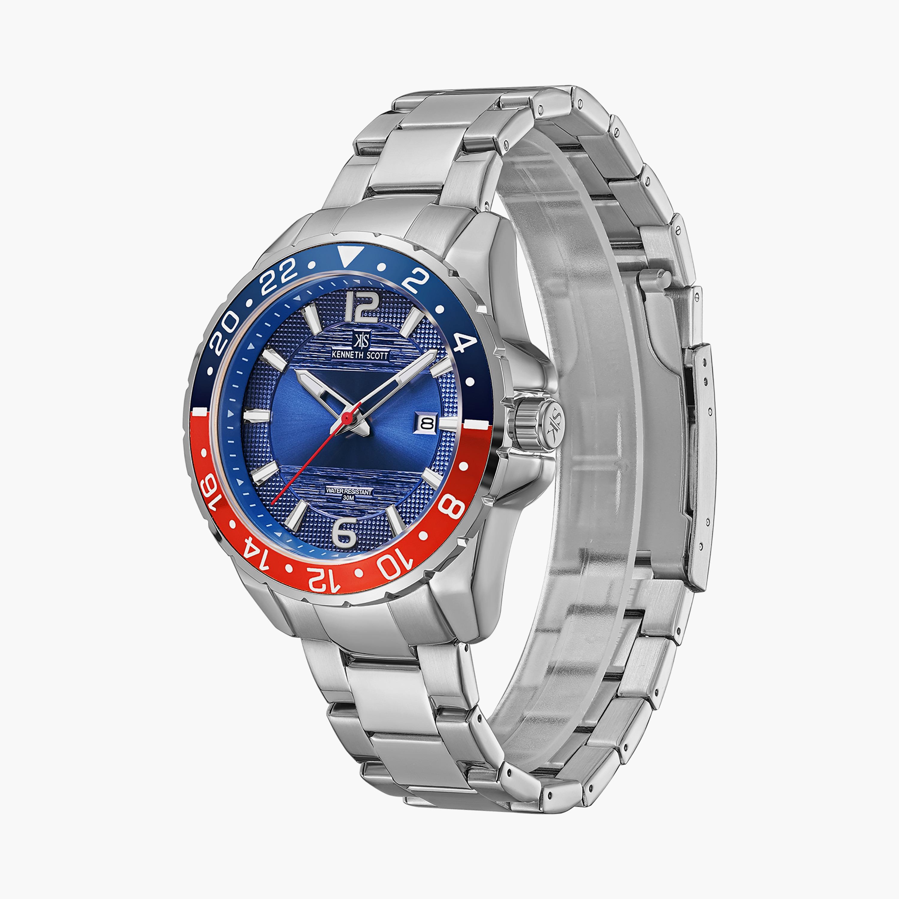ساعة أنالوج فضية بسوار ستانلس ستيل من كينيث سكوت للرجال K22041-SBSN-men-watchesandjewellery-watches-image-2