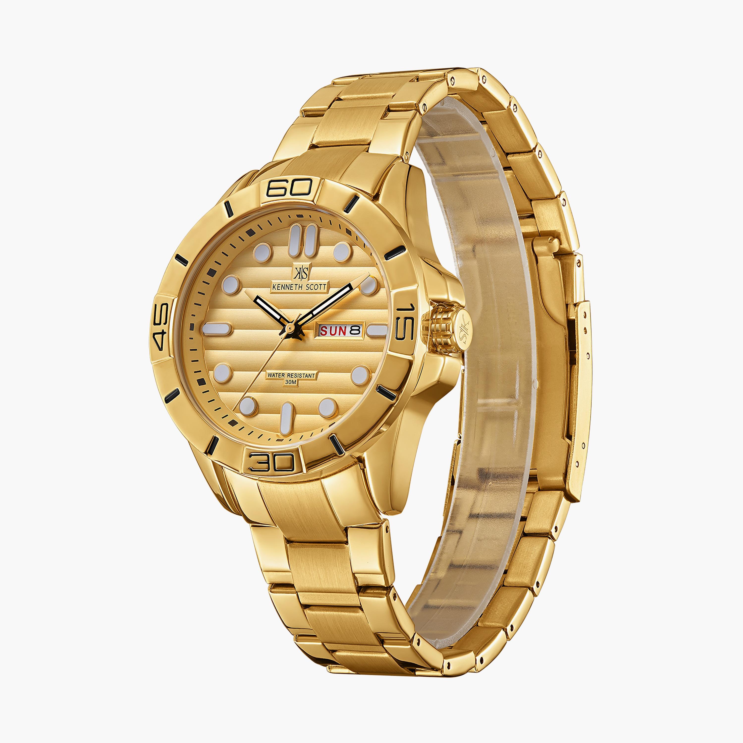 ساعة أنالوج ذهبية بسوار ستانلس ستيل من كينيث سكوت للرجال K22043-GBGC-men-watchesandjewellery-watches-image-2