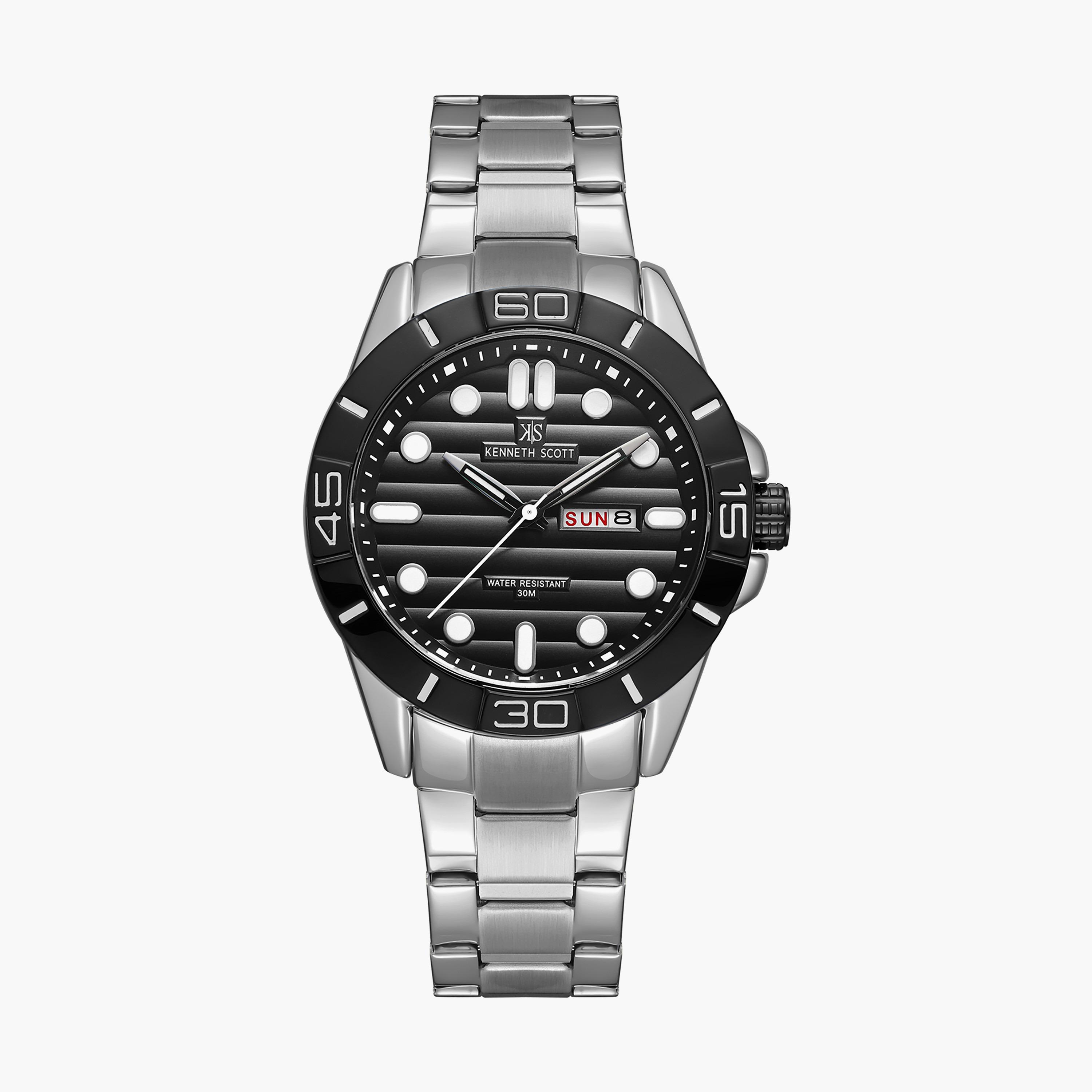 ساعة أنالوج فضية بسوار ستانلس ستيل من كينيث سكوت للرجال K22043-SBSB-men-watchesandjewellery-watches-image-1