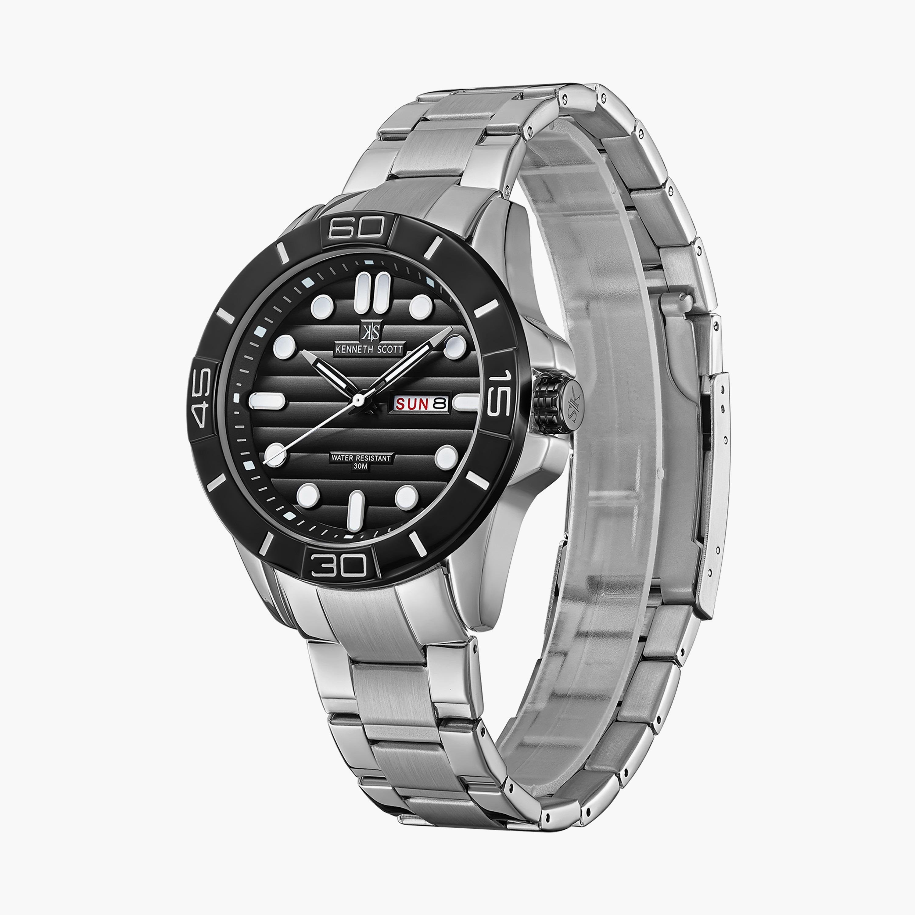 ساعة أنالوج فضية بسوار ستانلس ستيل من كينيث سكوت للرجال K22043-SBSB-men-watchesandjewellery-watches-image-2