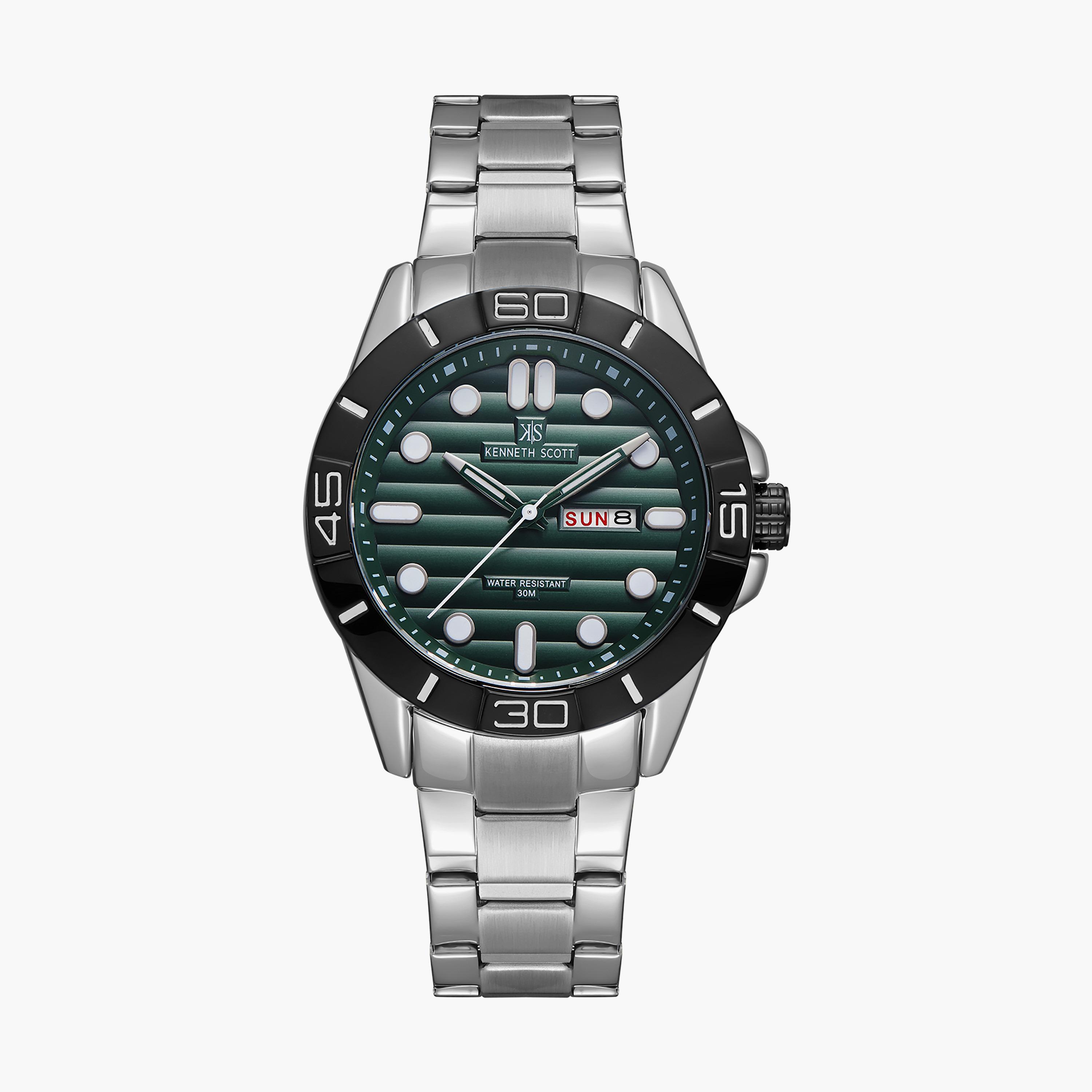 ساعة أنالوج فضية بسوار ستانلس ستيل من كينيث سكوت للرجال K22043-SBSH-men-watchesandjewellery-watches-image-1
