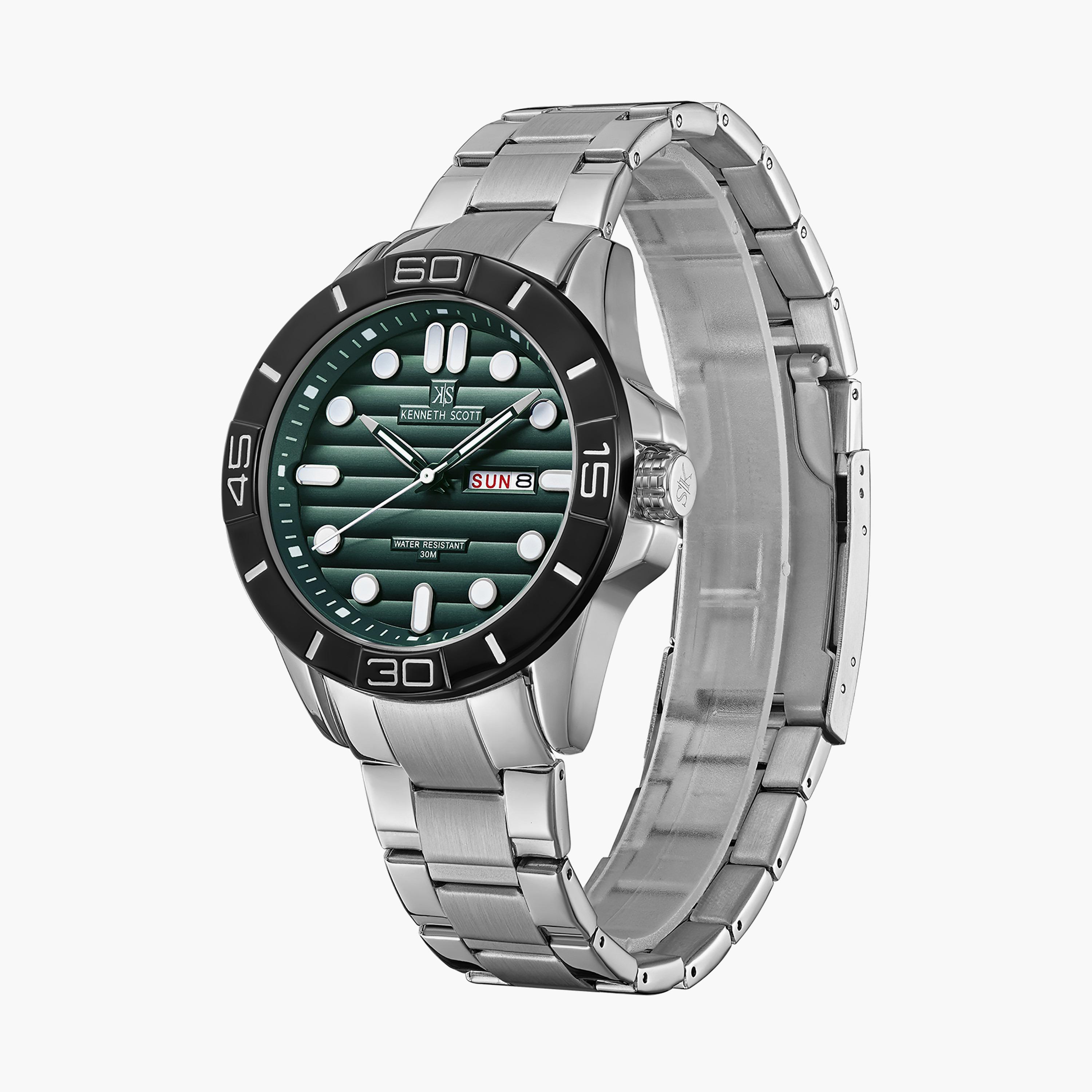 ساعة أنالوج فضية بسوار ستانلس ستيل من كينيث سكوت للرجال K22043-SBSH-men-watchesandjewellery-watches-image-2