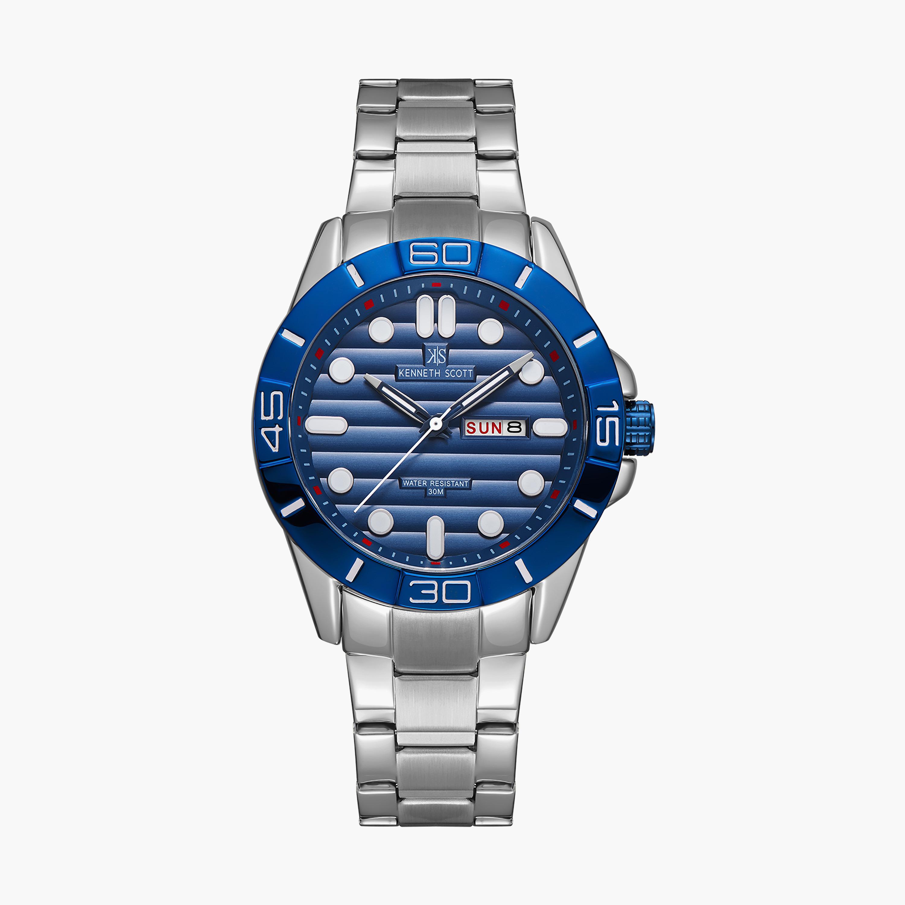 ساعة أنالوج فضية بسوار ستانلس ستيل من كينيث سكوت للرجال K22043-SBSN-men-watchesandjewellery-watches-image-1