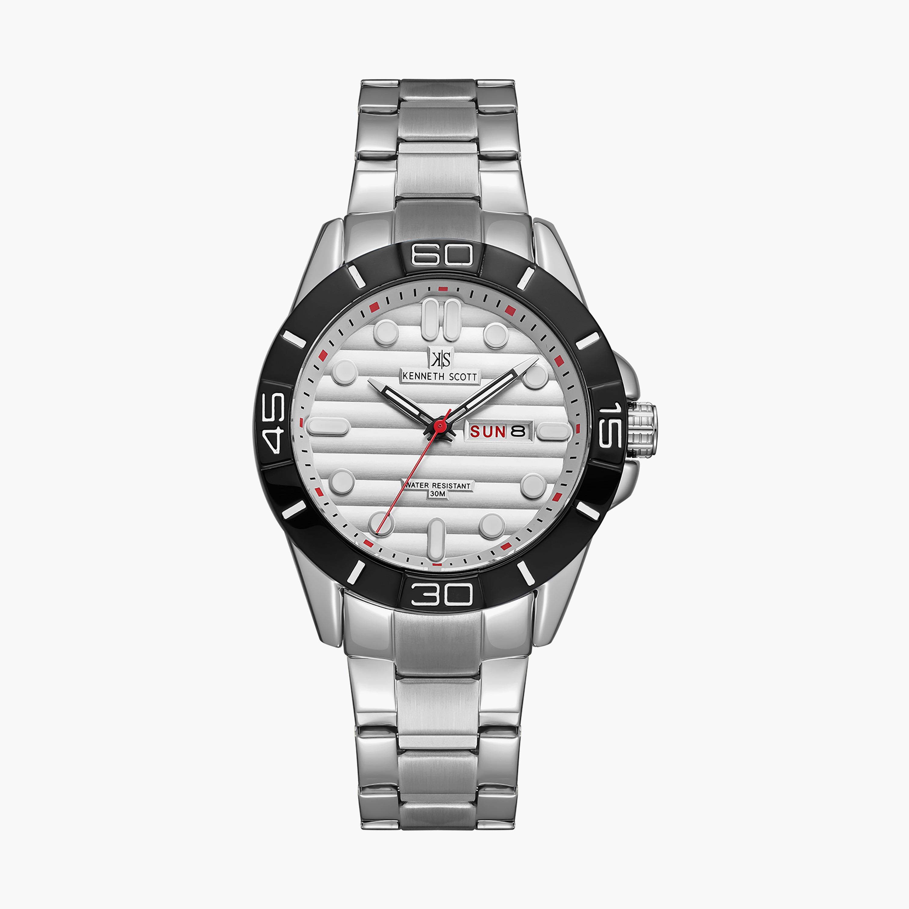 ساعة أنالوج فضية بسوار ستانلس ستيل من كينيث سكوت للرجال K22043-SBSW-men-watchesandjewellery-watches-image-1