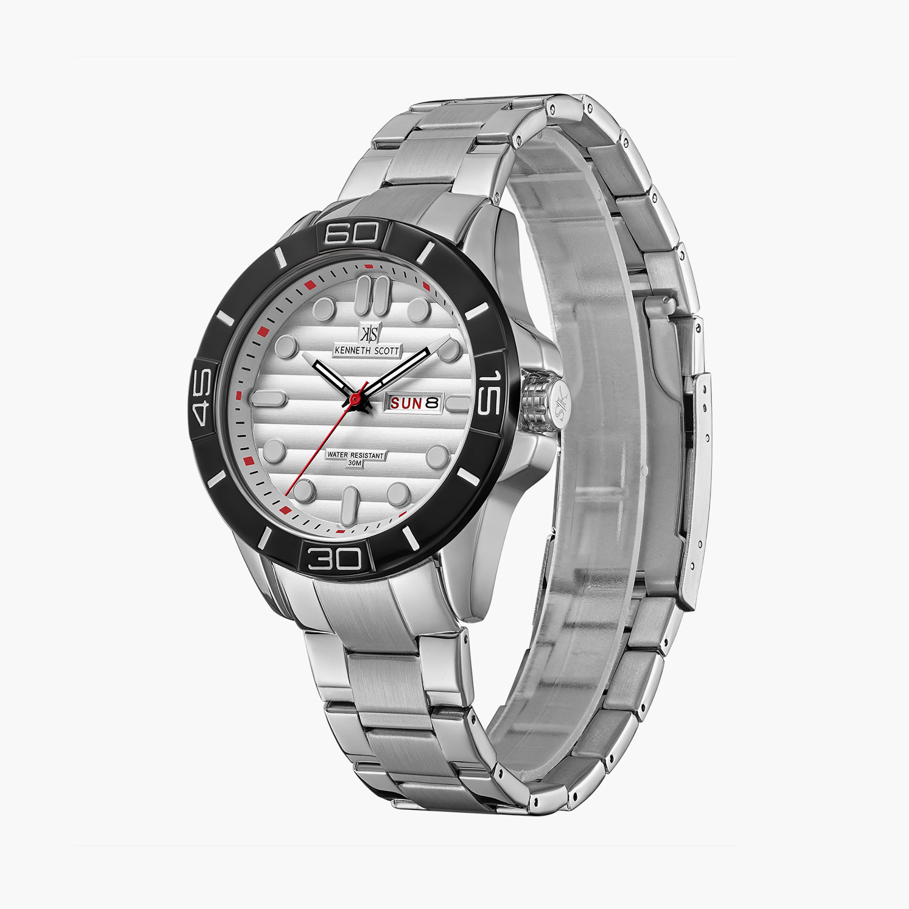 ساعة أنالوج فضية بسوار ستانلس ستيل من كينيث سكوت للرجال K22043-SBSW-men-watchesandjewellery-watches-image-2