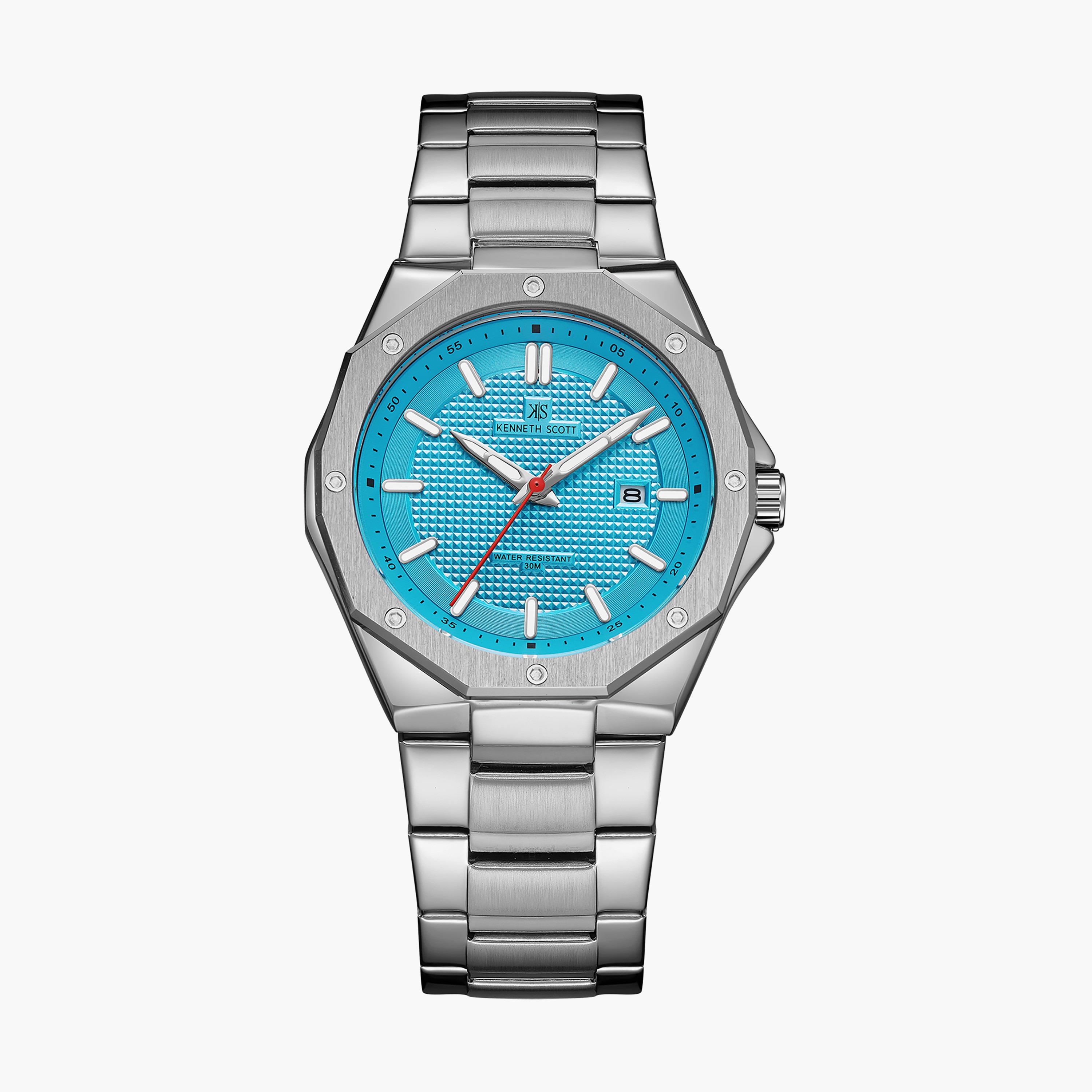 ساعة أنالوج فضية بسوار ستانلس ستيل من كينيث سكوت للرجال K22044-SBSL-men-watchesandjewellery-watches-image-1