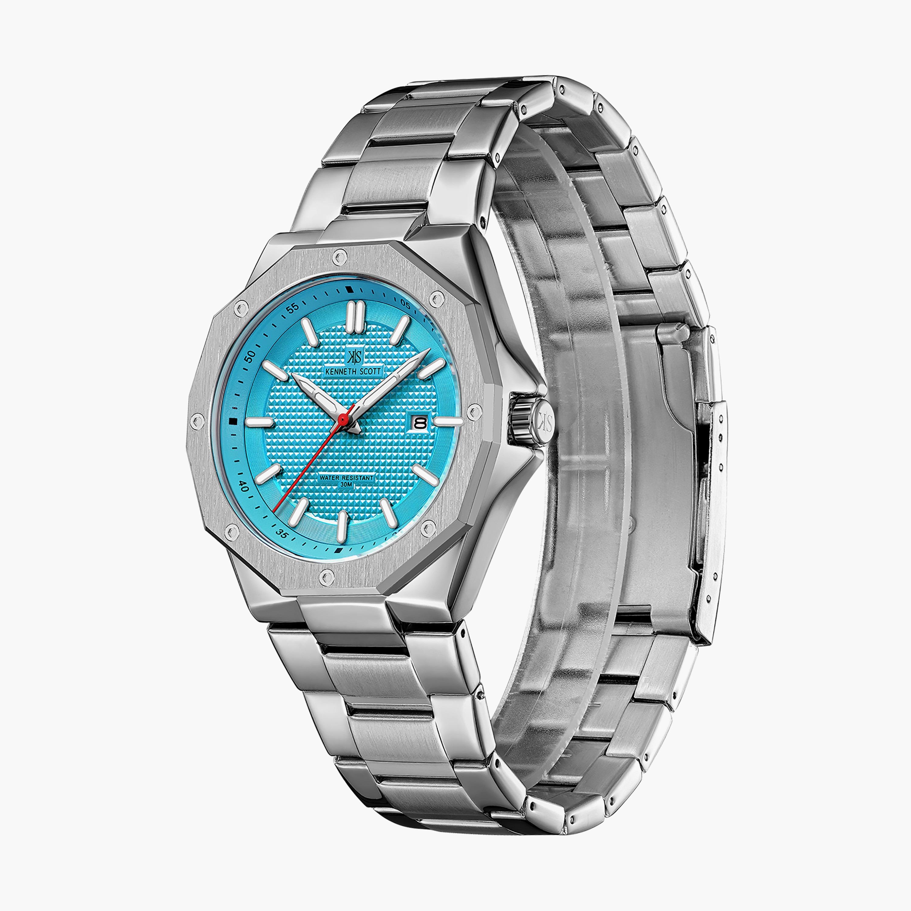 ساعة أنالوج فضية بسوار ستانلس ستيل من كينيث سكوت للرجال K22044-SBSL-men-watchesandjewellery-watches-image-2