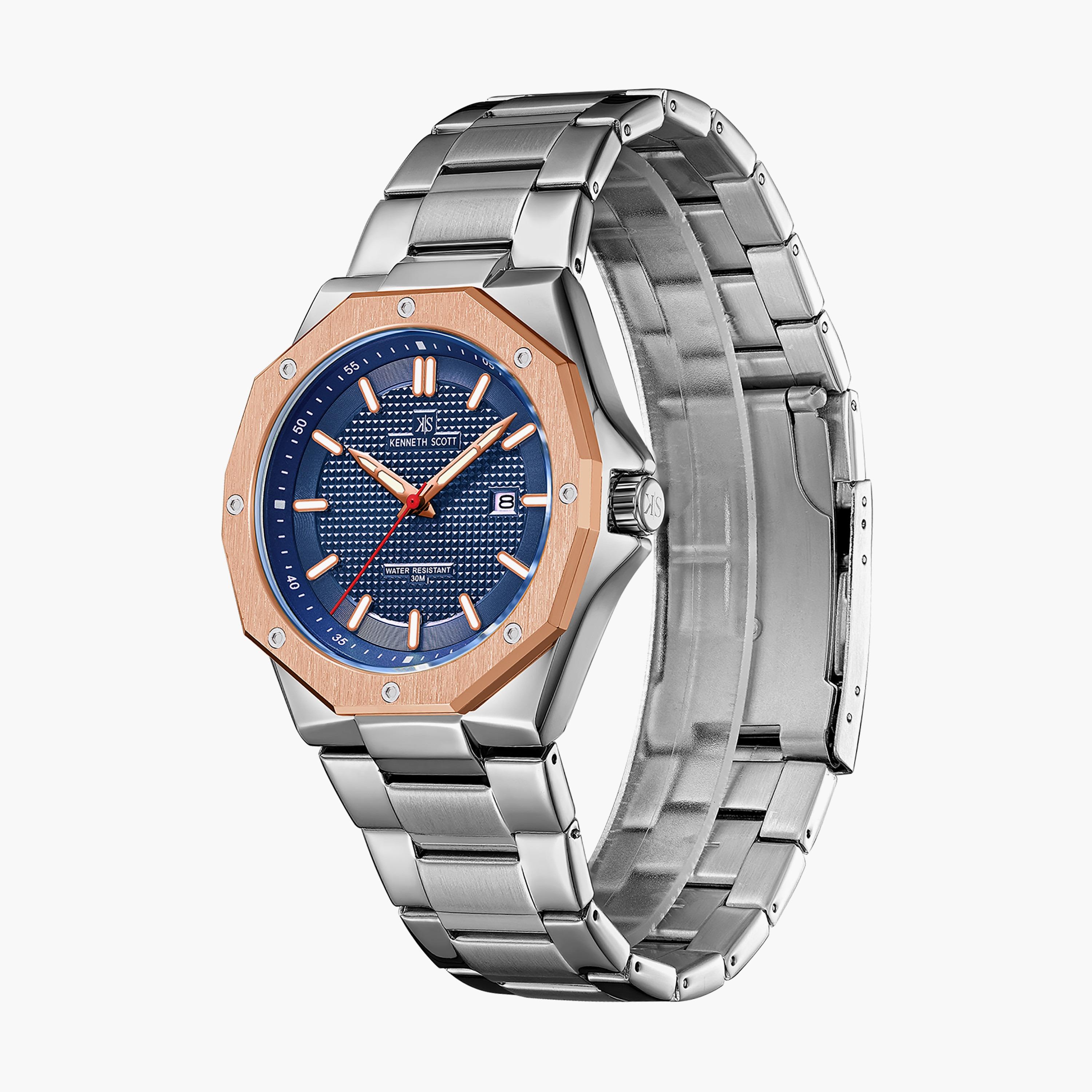 ساعة أنالوج فضية بسوار ستانلس ستيل من كينيث سكوت للرجال K22044-SBSNK-men-watchesandjewellery-watches-image-2