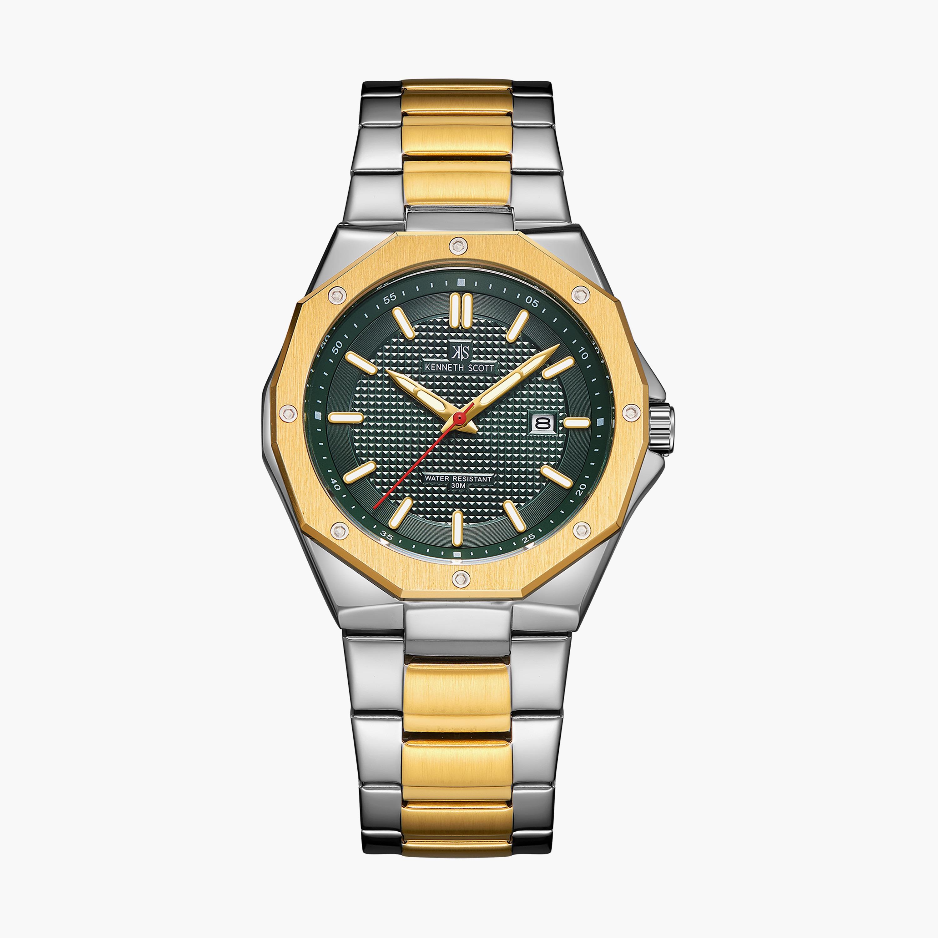 ساعة أنالوج فضية وذهبية بسوار ستانلس ستيل من كينيث سكوت للرجال K22044-TBTH-men-watchesandjewellery-watches-image-1