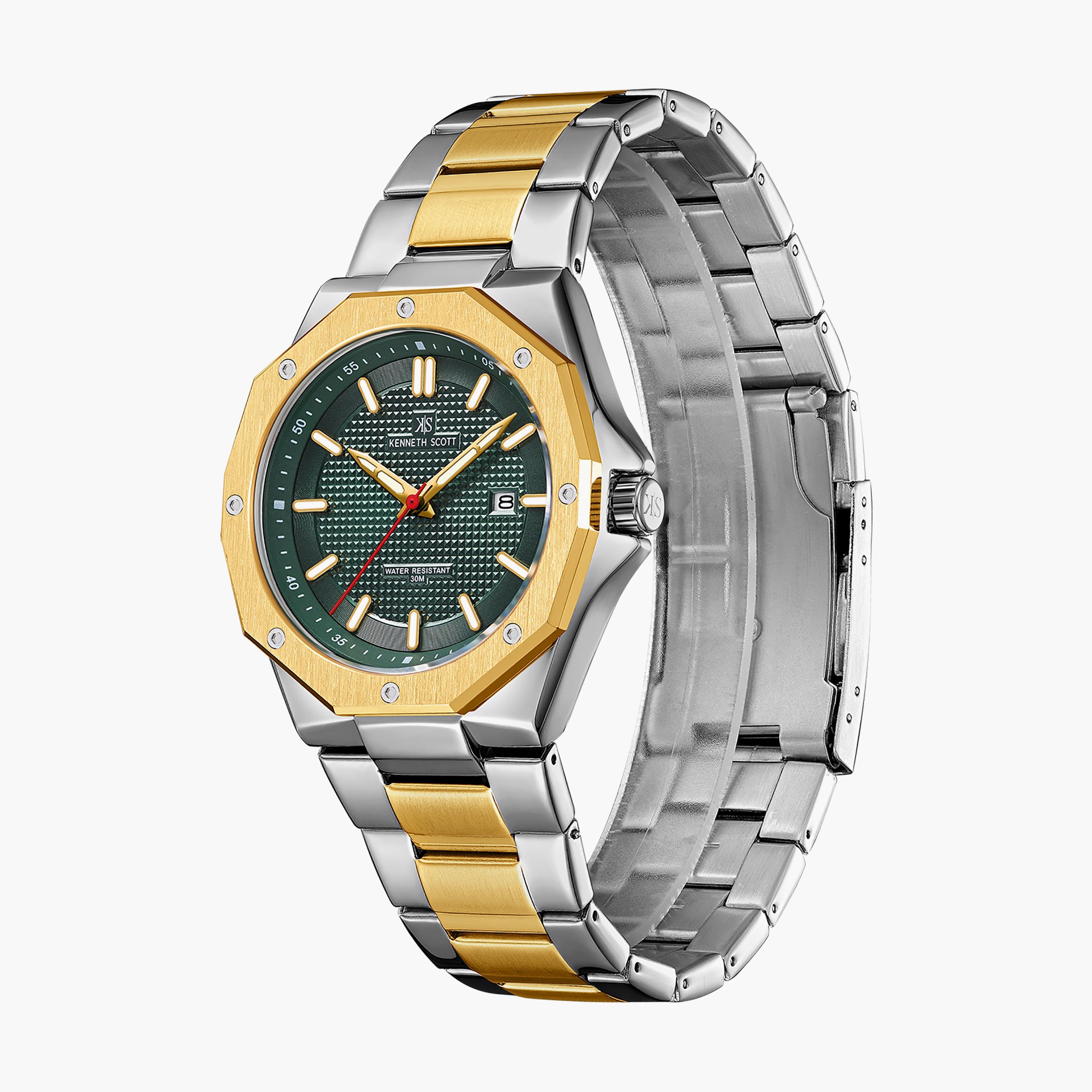 ساعة أنالوج فضية وذهبية بسوار ستانلس ستيل من كينيث سكوت للرجال K22044-TBTH-men-watchesandjewellery-watches-image-2