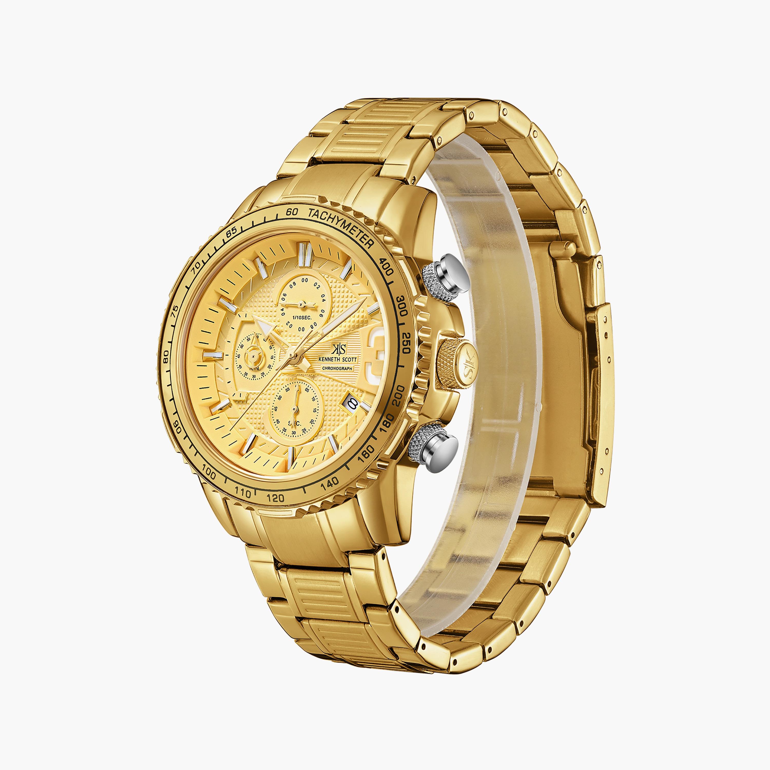 ساعة كرونوغراف ذهبية بسوار ستانلس ستيل من كينيث سكوت للرجال K22139-GBGC-men-watchesandjewellery-watches-image-2