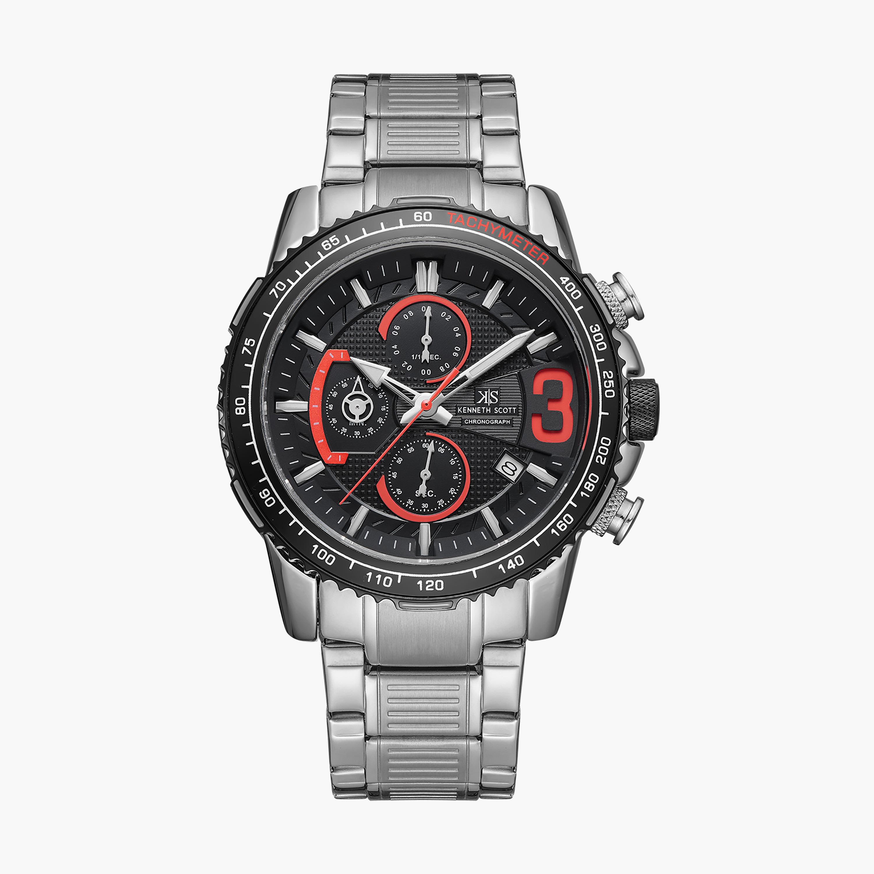 ساعة كرونوغراف فضية بسوار ستانلس ستيل من كينيث سكوت للرجال K22139-SBSB-men-watchesandjewellery-watches-image-1