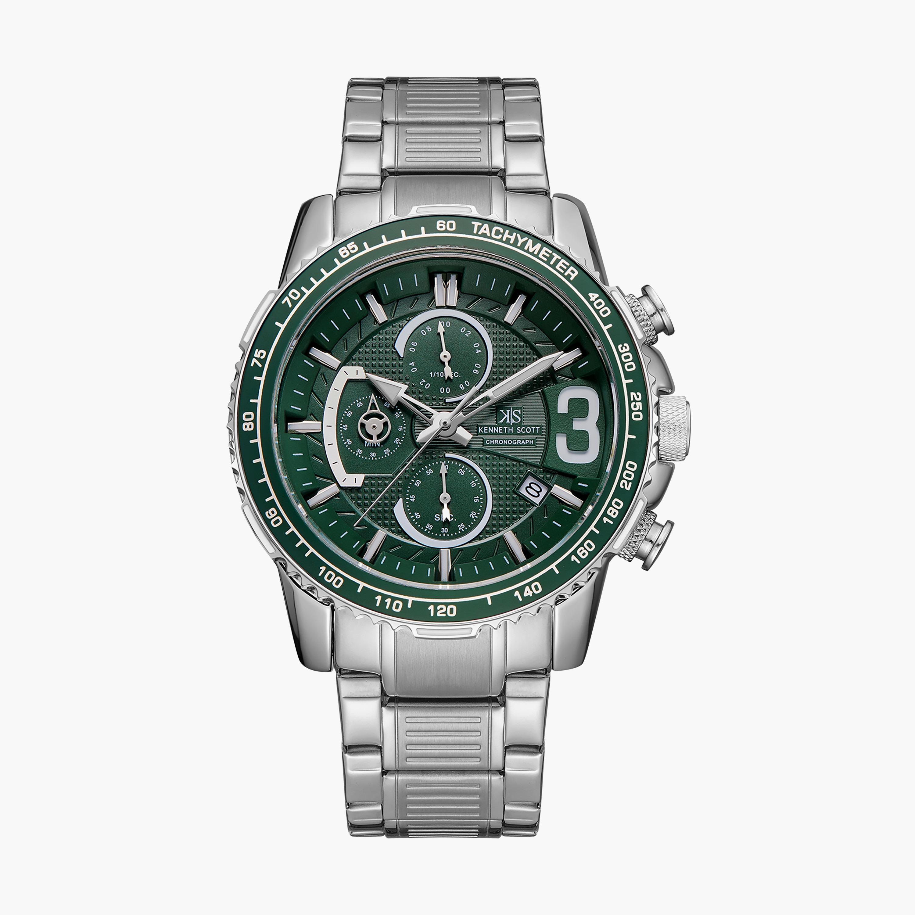 ساعة كرونوغراف فضية بسوار ستانلس ستيل من كينيث سكوت للرجال K22139-SBSH-men-watchesandjewellery-watches-image-1