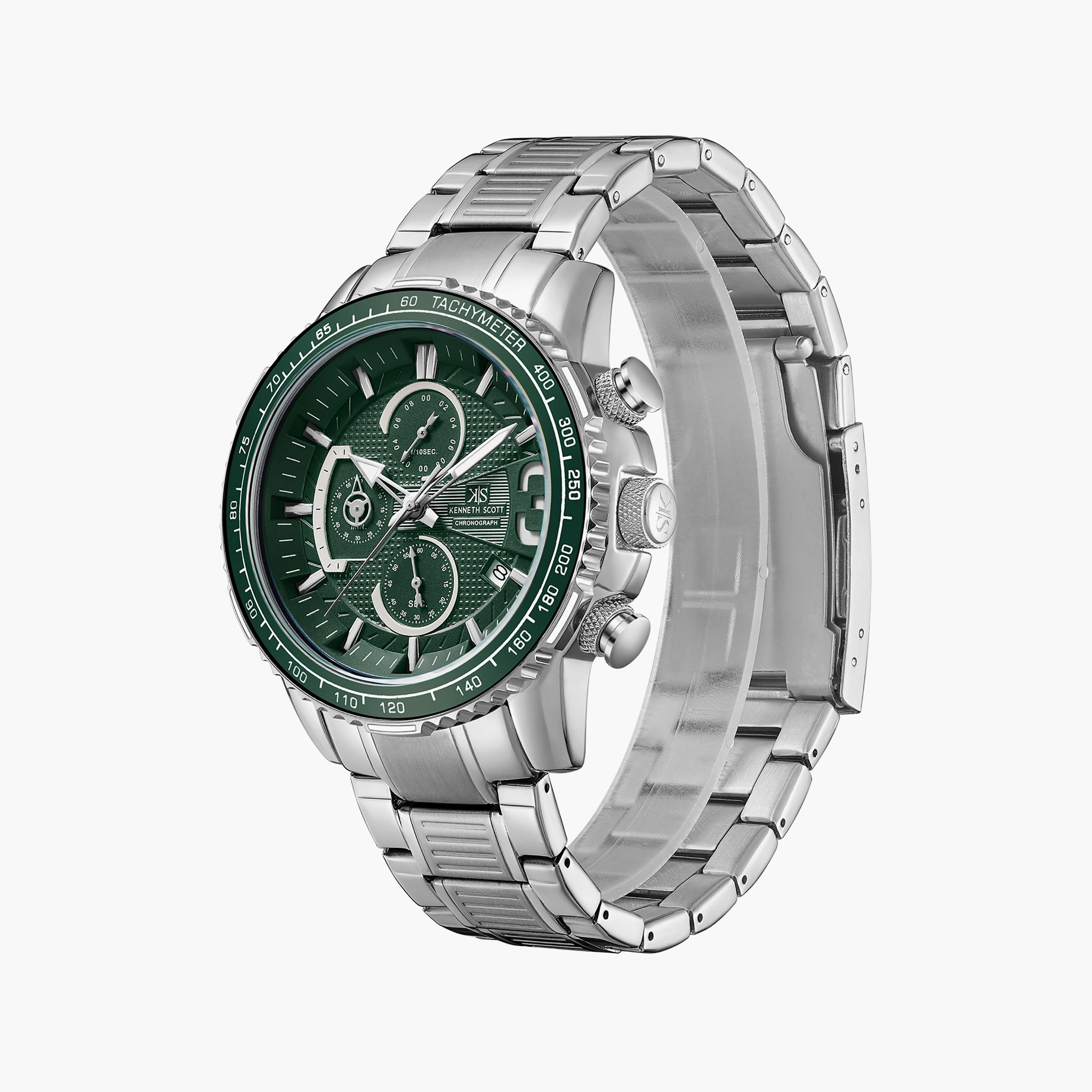 ساعة كرونوغراف فضية بسوار ستانلس ستيل من كينيث سكوت للرجال K22139-SBSH-men-watchesandjewellery-watches-image-2