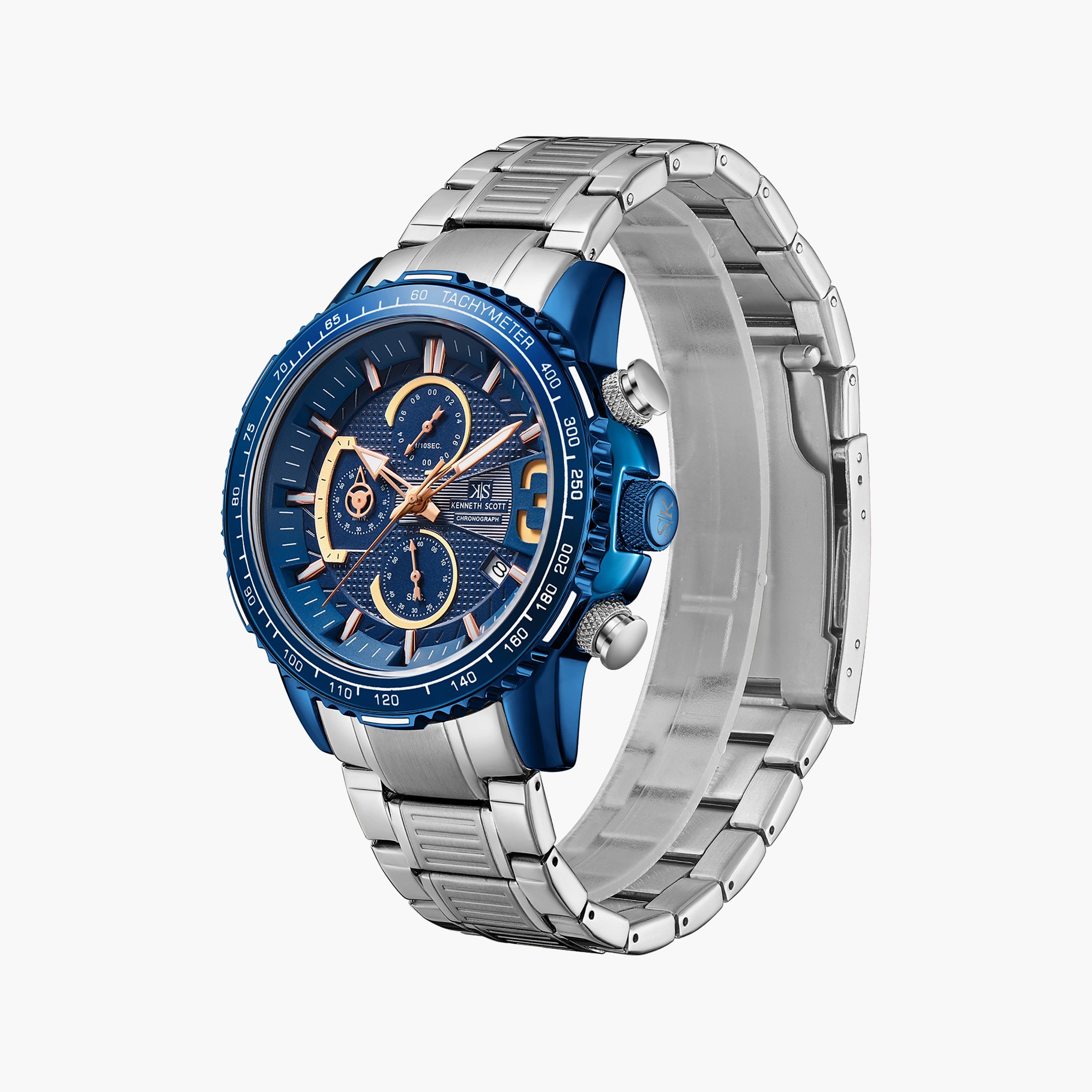 ساعة كرونوغراف فضية بسوار ستانلس ستيل من كينيث سكوت للرجال K22139-SBSN-men-watchesandjewellery-watches-image-2