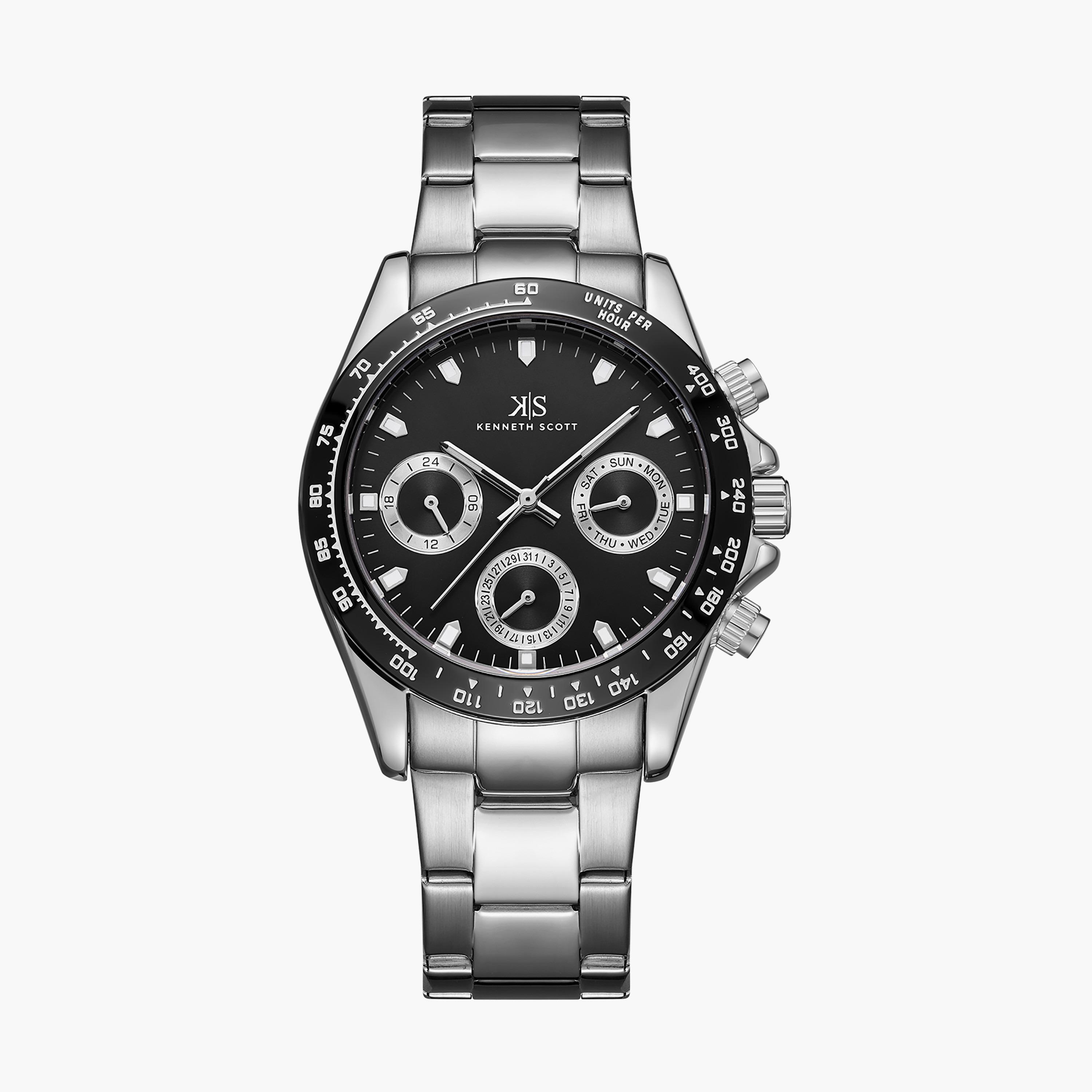 ساعة كرونوغراف فضية بسوار ستانلس ستيل من كينيث سكوت K22142-SBSB-men-watchesandjewellery-watches-image-1