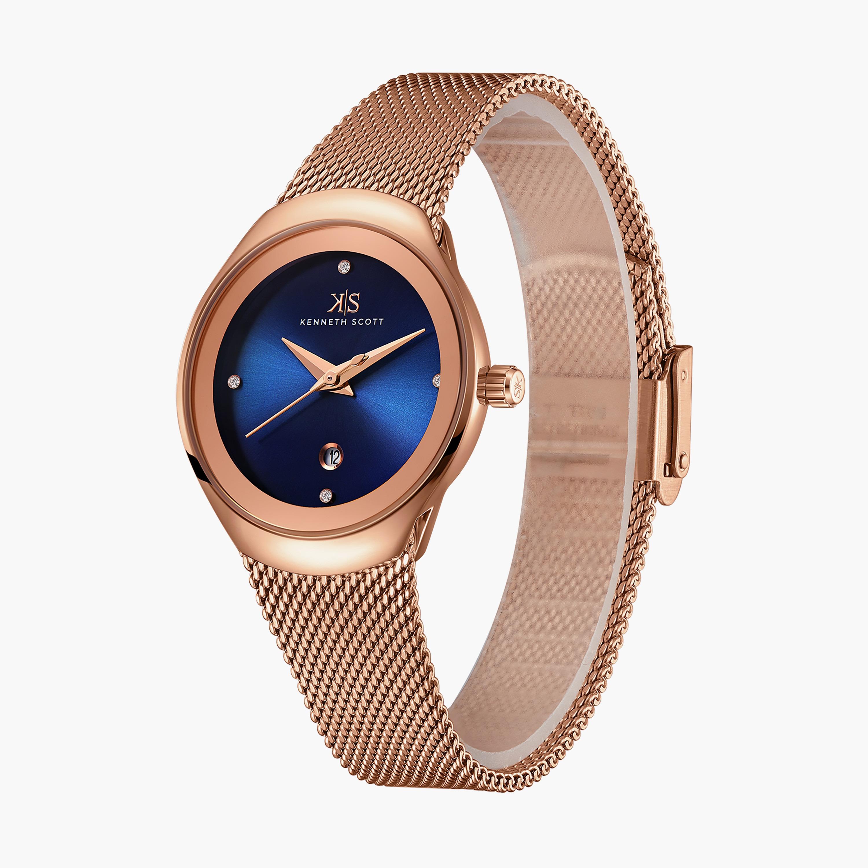 ساعة أنالوج ذهبية وردية بسوار ستانلس ستيل من كينيث سكوت K22537-RMKN-women-watchesandjewellery-watches-image-2