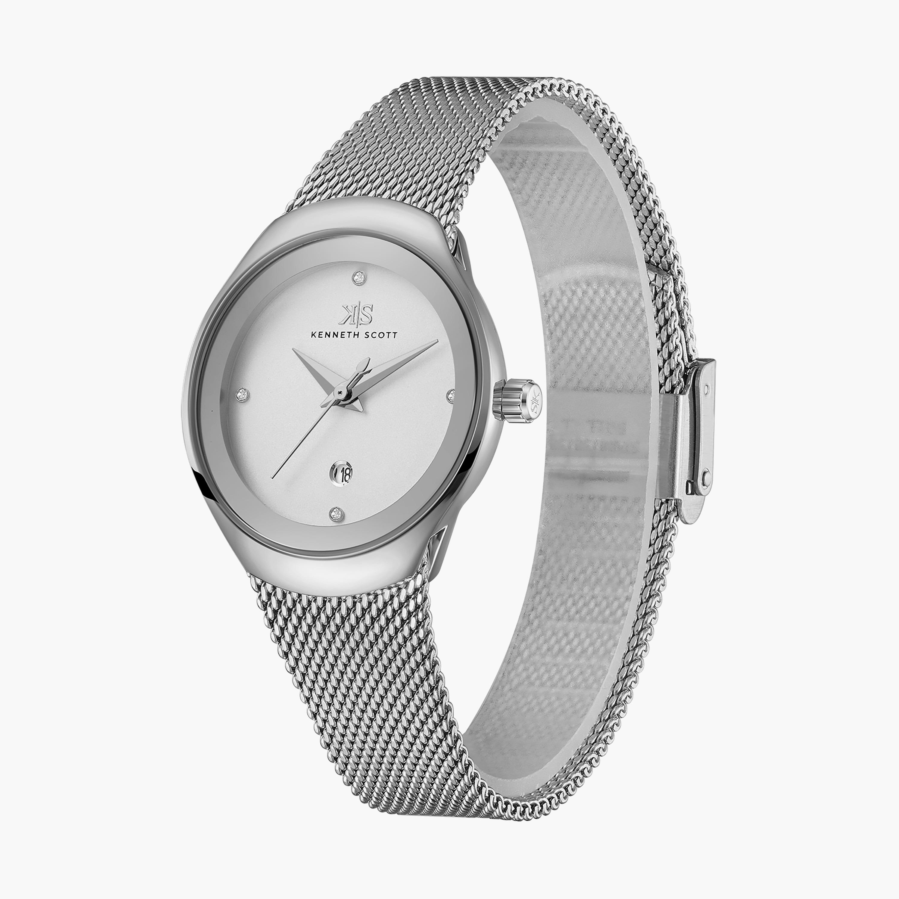 ساعة أنالوج فضية بسوار ستانلس ستيل من كينيث سكوت K22537-SMSW-women-watchesandjewellery-watches-image-2
