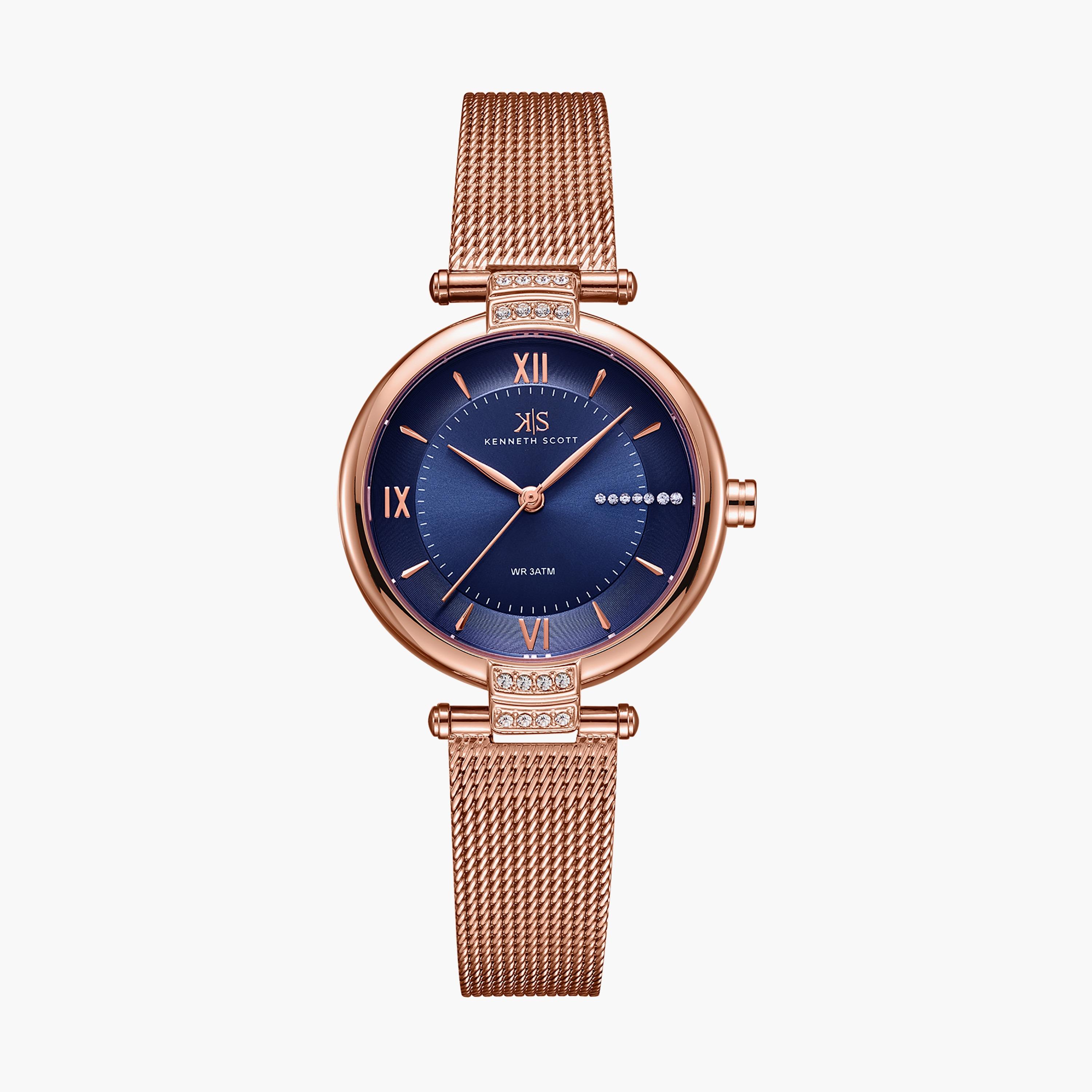 ساعة أنالوج ذهبية وردية بسوار ستانلس ستيل من كينيث سكوت K22538-RMKN-women-watchesandjewellery-watches-image-1
