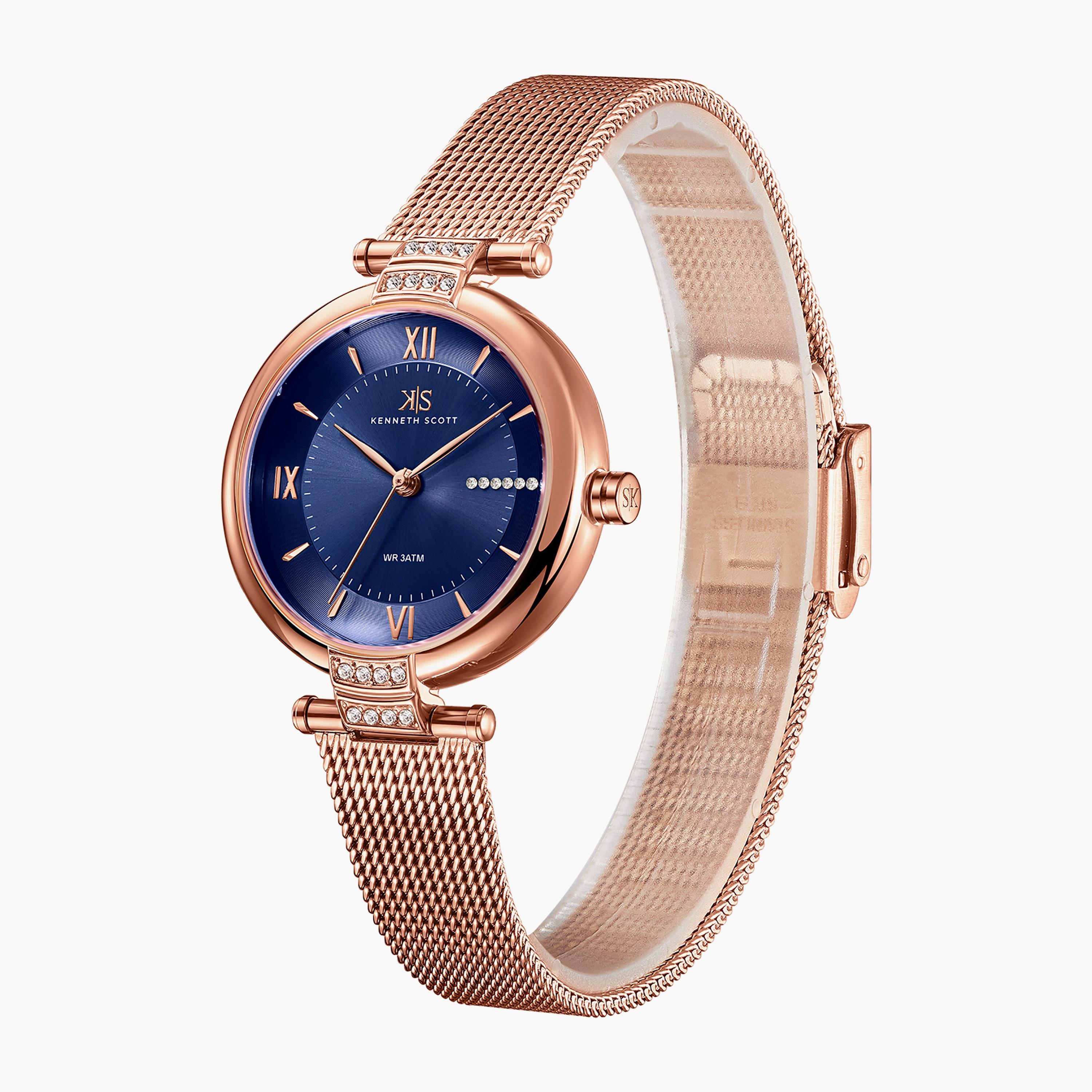 ساعة أنالوج ذهبية وردية بسوار ستانلس ستيل من كينيث سكوت K22538-RMKN-women-watchesandjewellery-watches-image-2