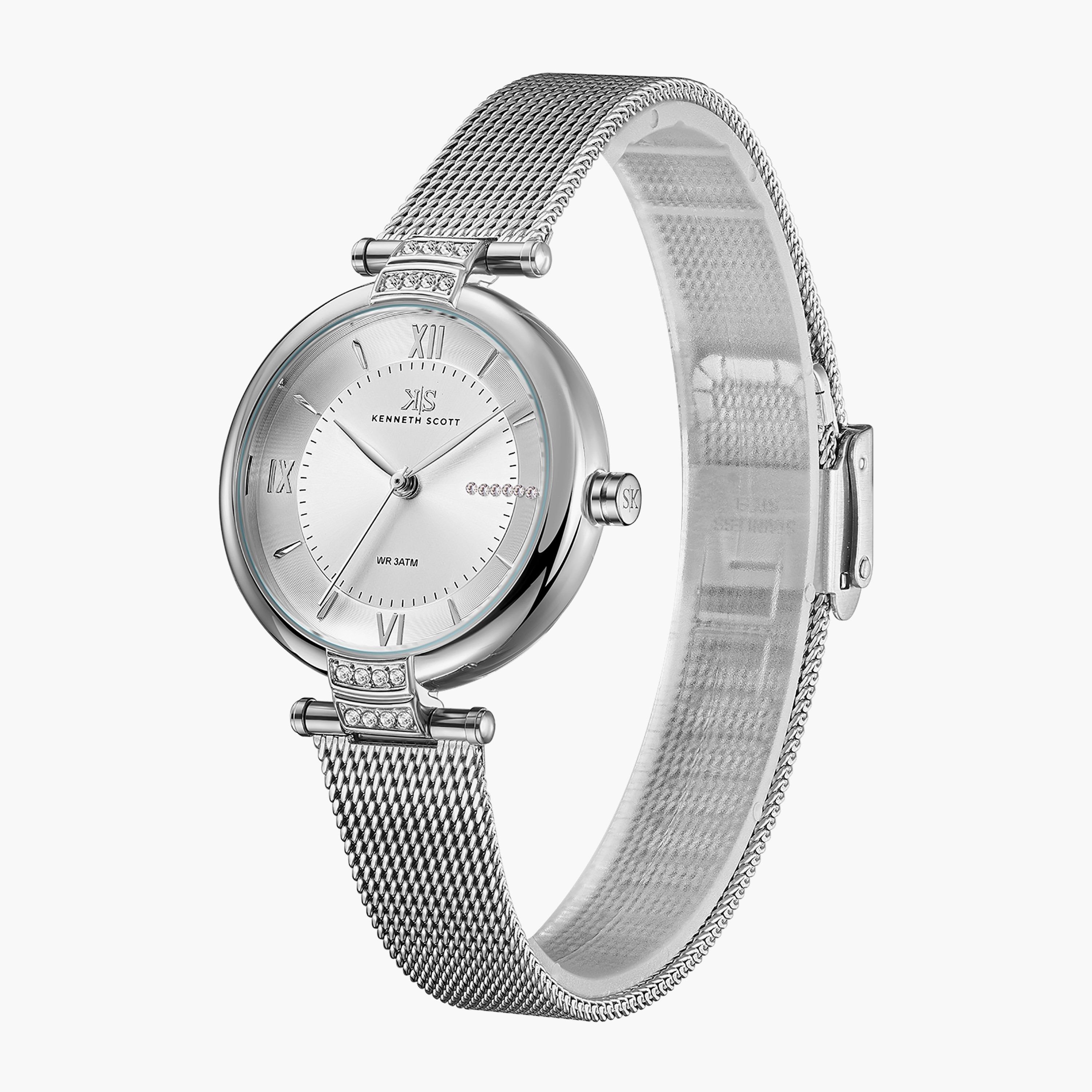 ساعة أنالوج فضية بسوار ستانلس ستيل من كينيث سكوت K22538-SMSW-women-watchesandjewellery-watches-image-2